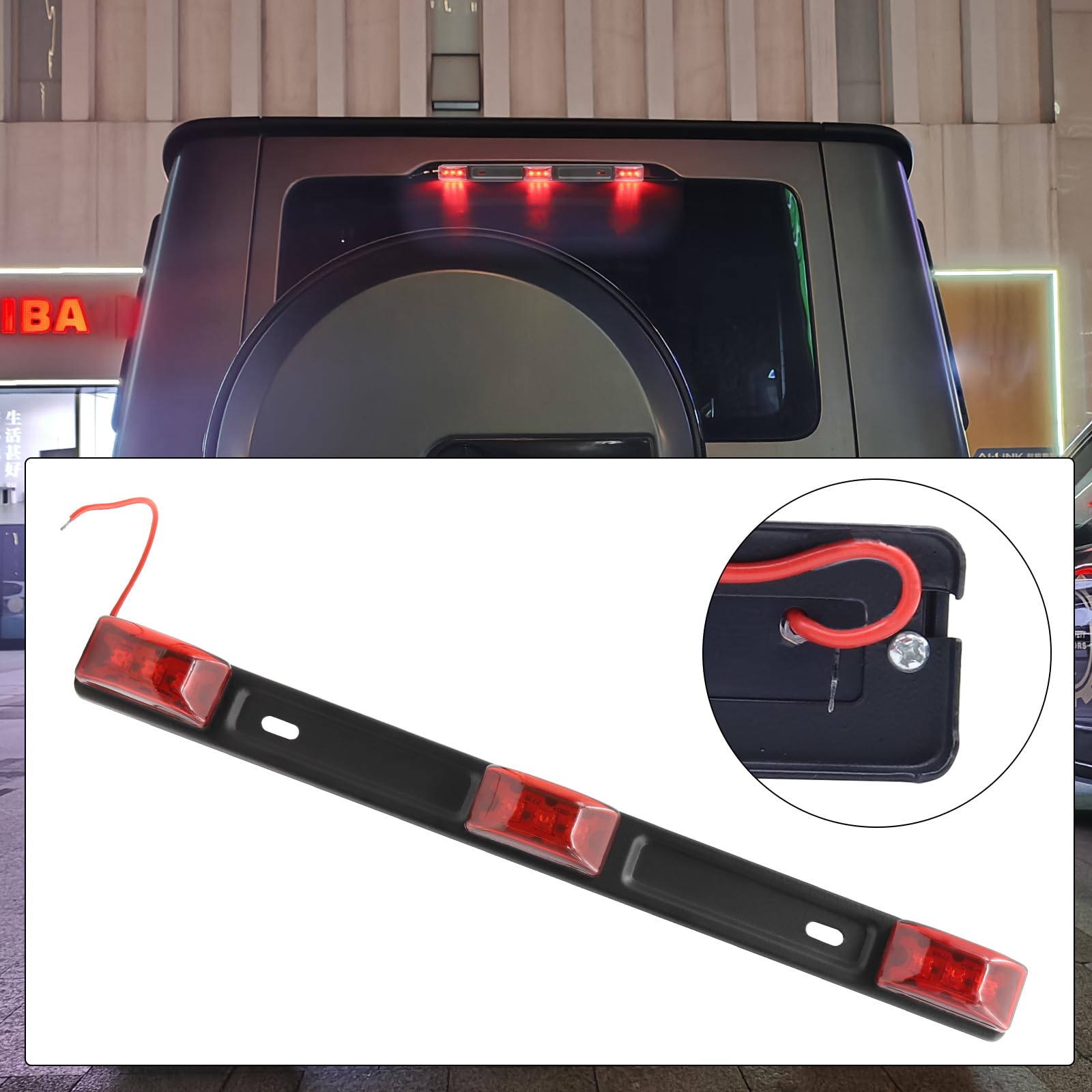 universal 15 pulgadas 9 LED luz trasera remolque luz de freno, tercera luz de freno de alta montaje rojo lámpara trasera 12V rojo 1pcs