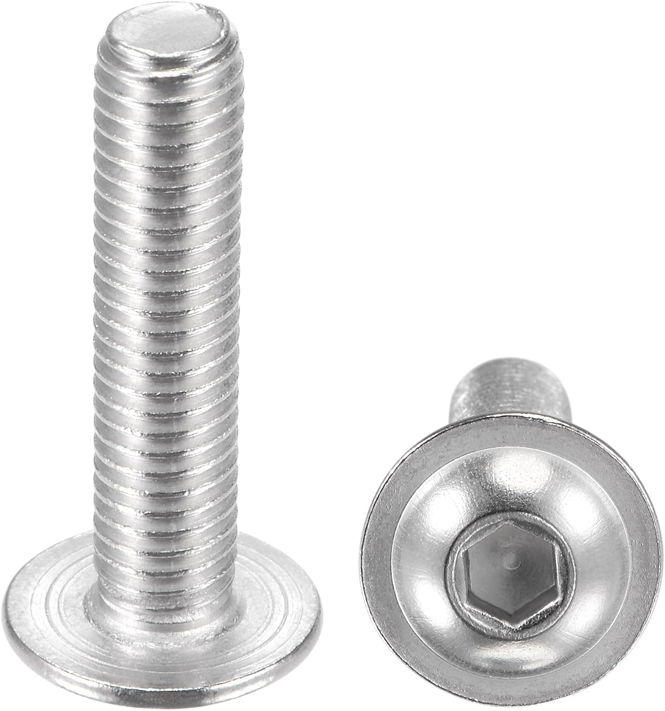 sourcing map Flanged Button Head Socket Cap Screws, M8x40mm Hex Socket Drive Screw, 304 Stainless Steel Fasteners Bolts
