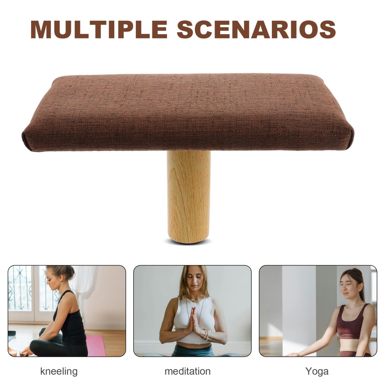 Meditationsbank Mit Kissen Dickem Polster Tragbarer Hölzerner Kniesitz Yoga Hocker aus Holz Für Yoga Gebete Und Gleichgewichtsübungen