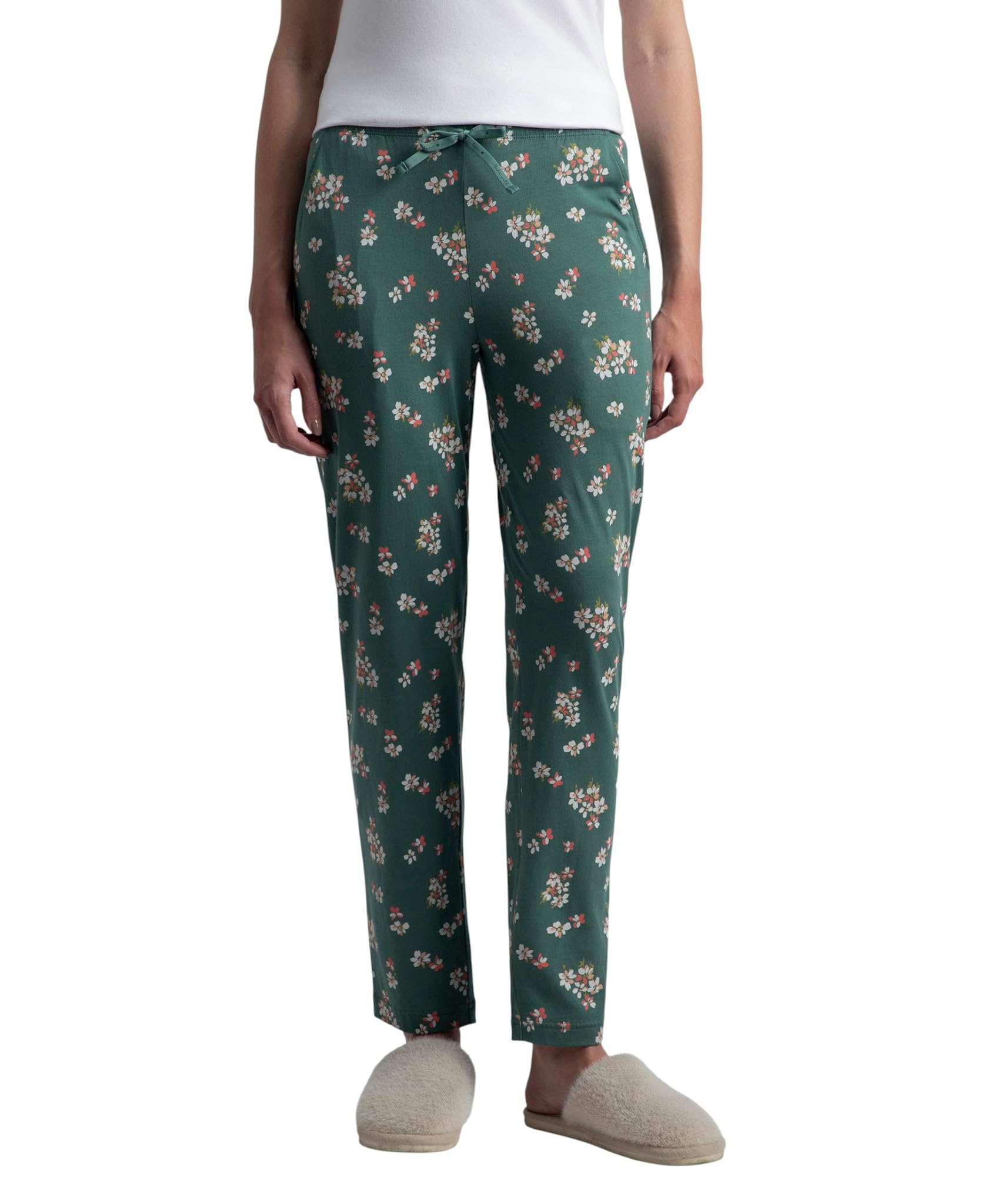 jockey RX09 Women's Micro Modal Cotton Relaxed Fit Printed Pyjama with Side Pockets_Sage Brush Green_XXL-picture-28