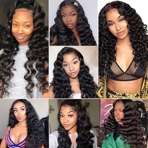 Miniatura 7 de Bworto Pelucas de encaje frontal de cabello humano prearrancadas sueltas de onda profunda de 13 x 4, pelucas de encaje frontal para mujeres negras,