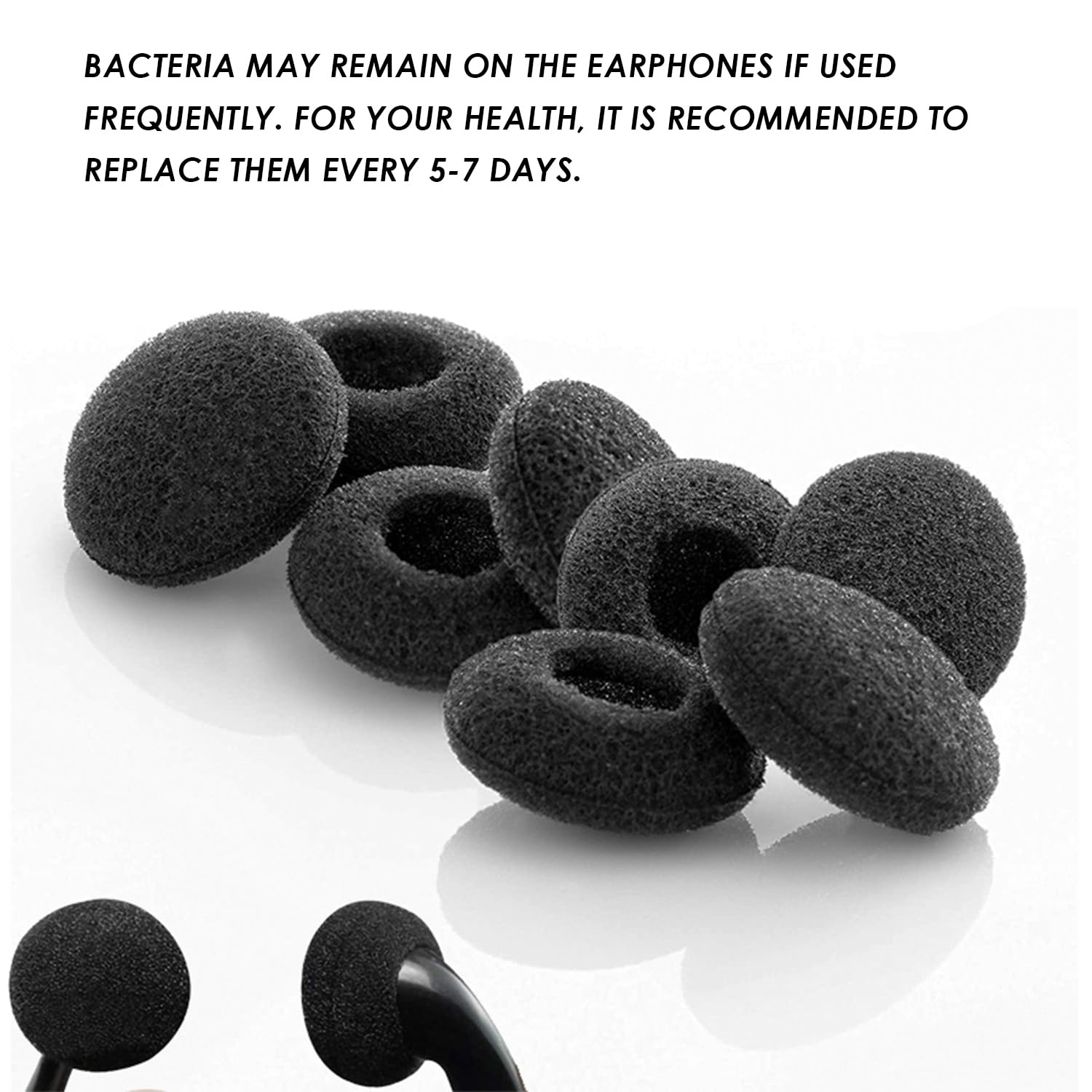 40 spugne di ricambio per cuffie, cuscinetti auricolari, punte in spugna di ricambio, cuscinetti in schiuma per cuffie da 18 mm (nero)