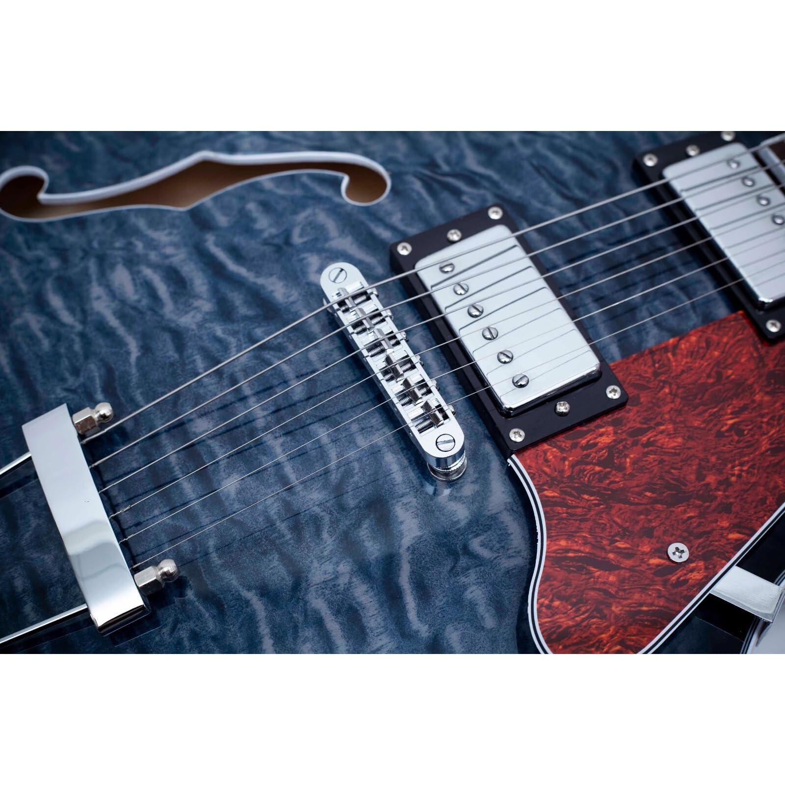 Standard Gitara Elektryczna 6 Strunowa Gitara Elektryczna Semi Hollow Body Trapeze Tailpiece Bridge Praworęczny Piękny Dźwięk