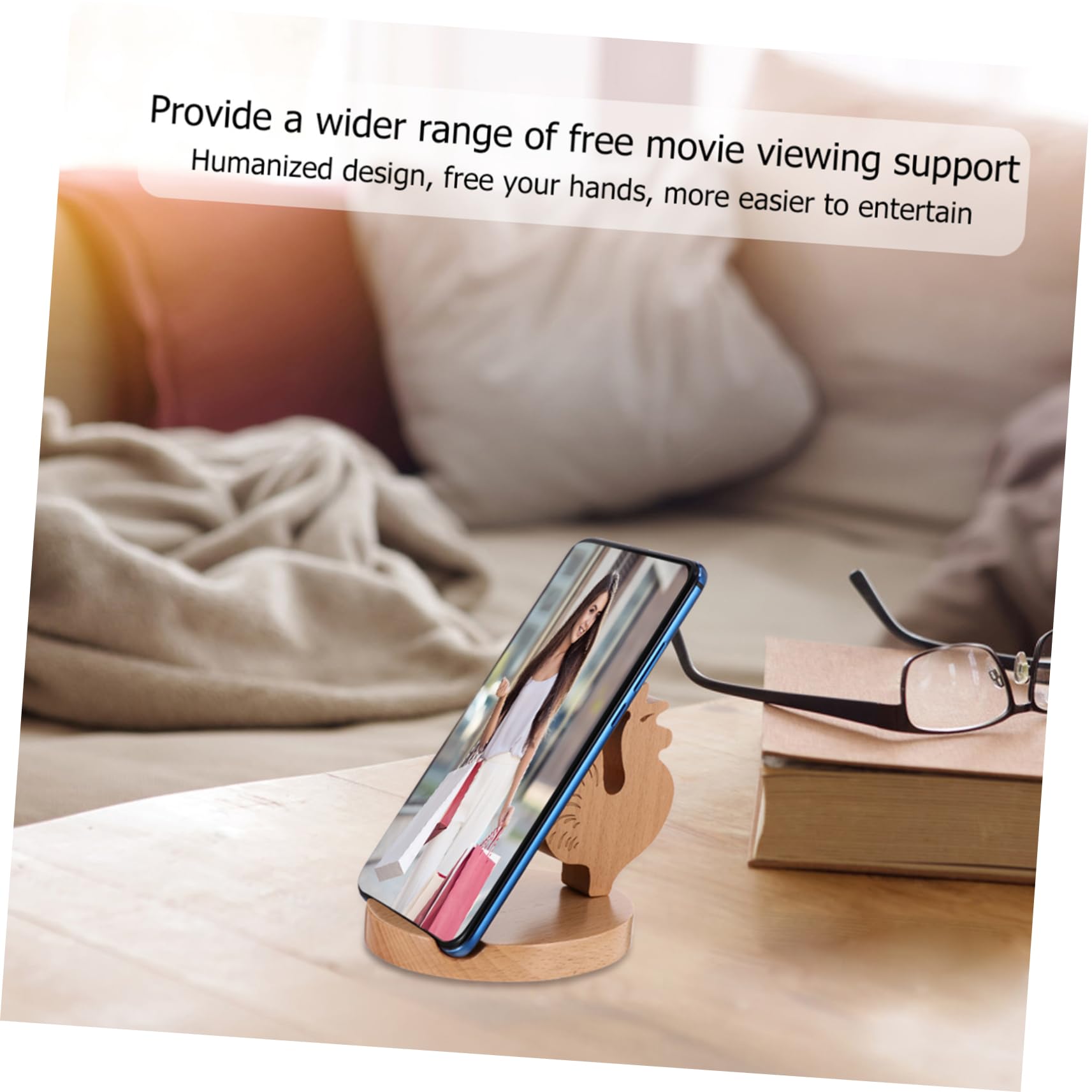 Hemobllo 2pezzi Supporto Telefonico Legno Per Scrivania Porta Tablet e Smartphone Creativo Con Design Animali Per Casa e Ufficio Per Decorare Tuo Desktop