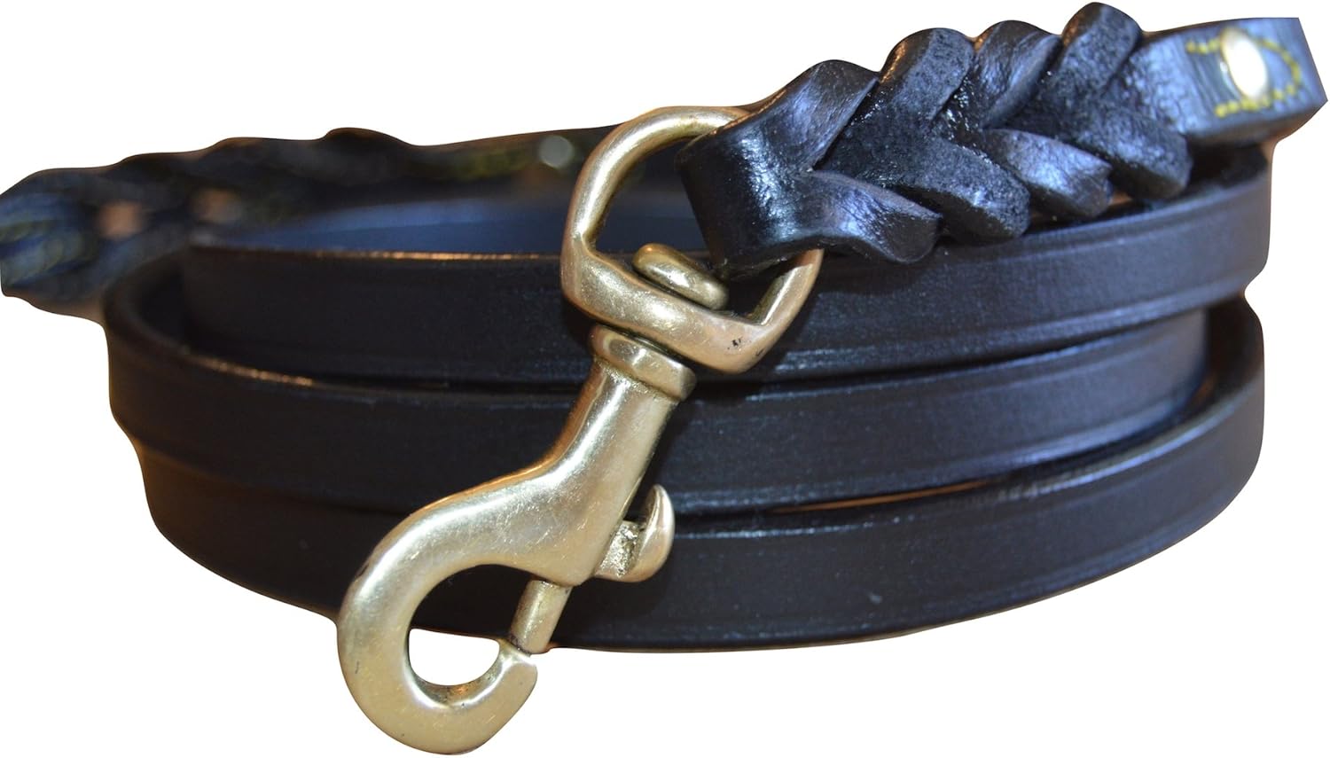 Soft Touch Collars Leather Dog Leash, Black with Cream