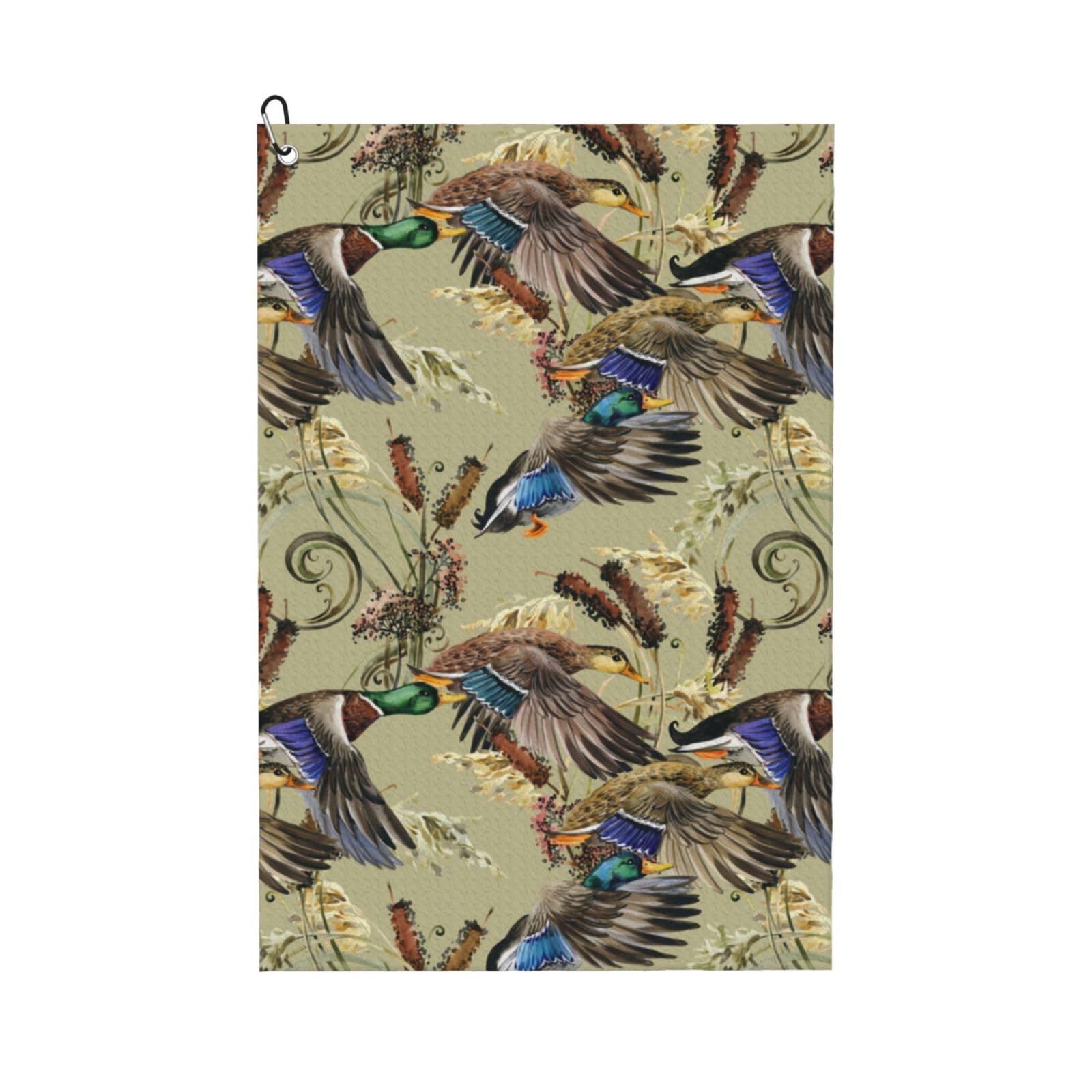 Hnnkloy Watercolor Duck, 16x24 in Portable Waffle Golf Towels with Carabiner Clip for Golf Bag