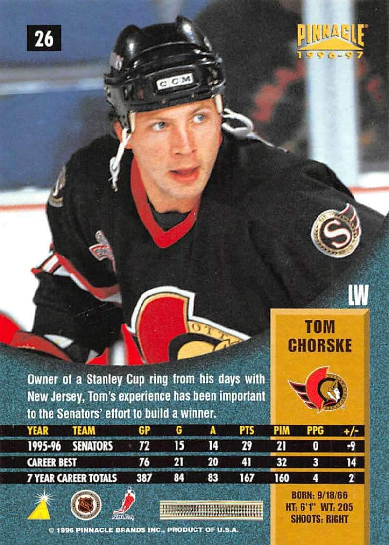 Amazon.com: 1996-97 Pinnacle Premium Stock Hockey #26 Tom Chorske