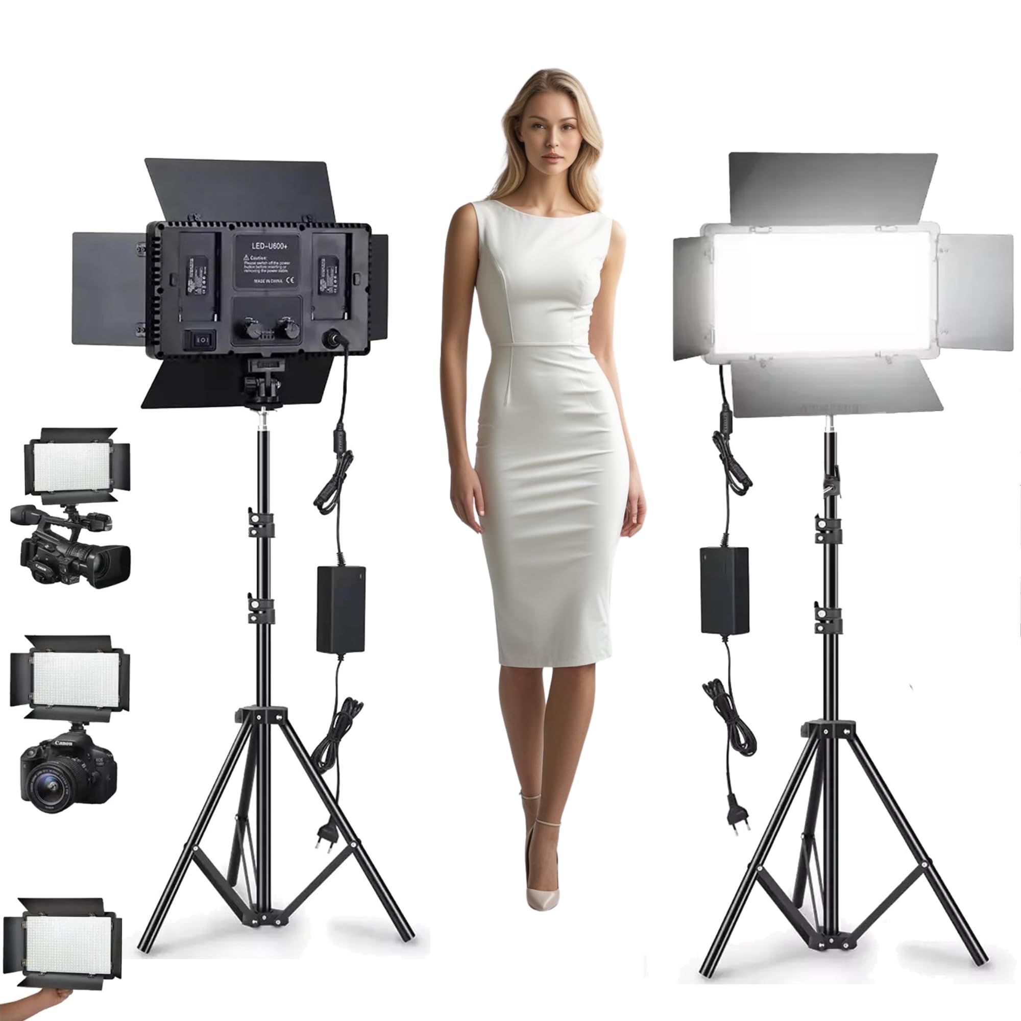 ADZOY Photography Lighting Bi-Color 40W (600 LED) with Barn Door 10" Panel LED Video Light, Bluetooth Remote, 7 Feet Adjutable Metal Tripod and Super Clamp, Light for Video/Photo/Live Streaming-image-12