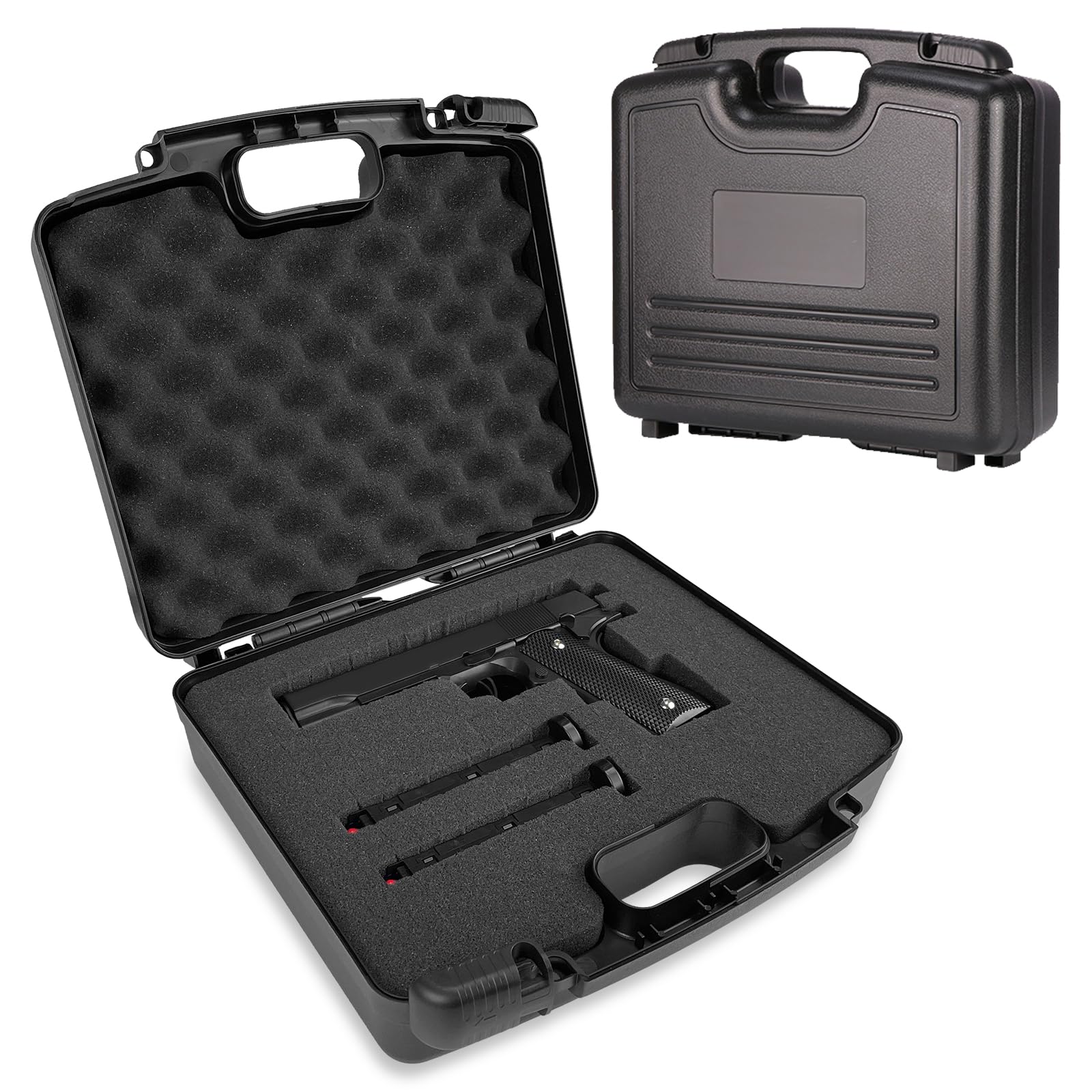 DM DOMAII Gun Case for Handguns, TSA Approved Firearm Travel Pistol Case,Gun Carry-on Bag for Handgun & 9mm Pistol,Revolver-Hard Shell Waterproof with DIY Customizable Pre-cut Foam Insert