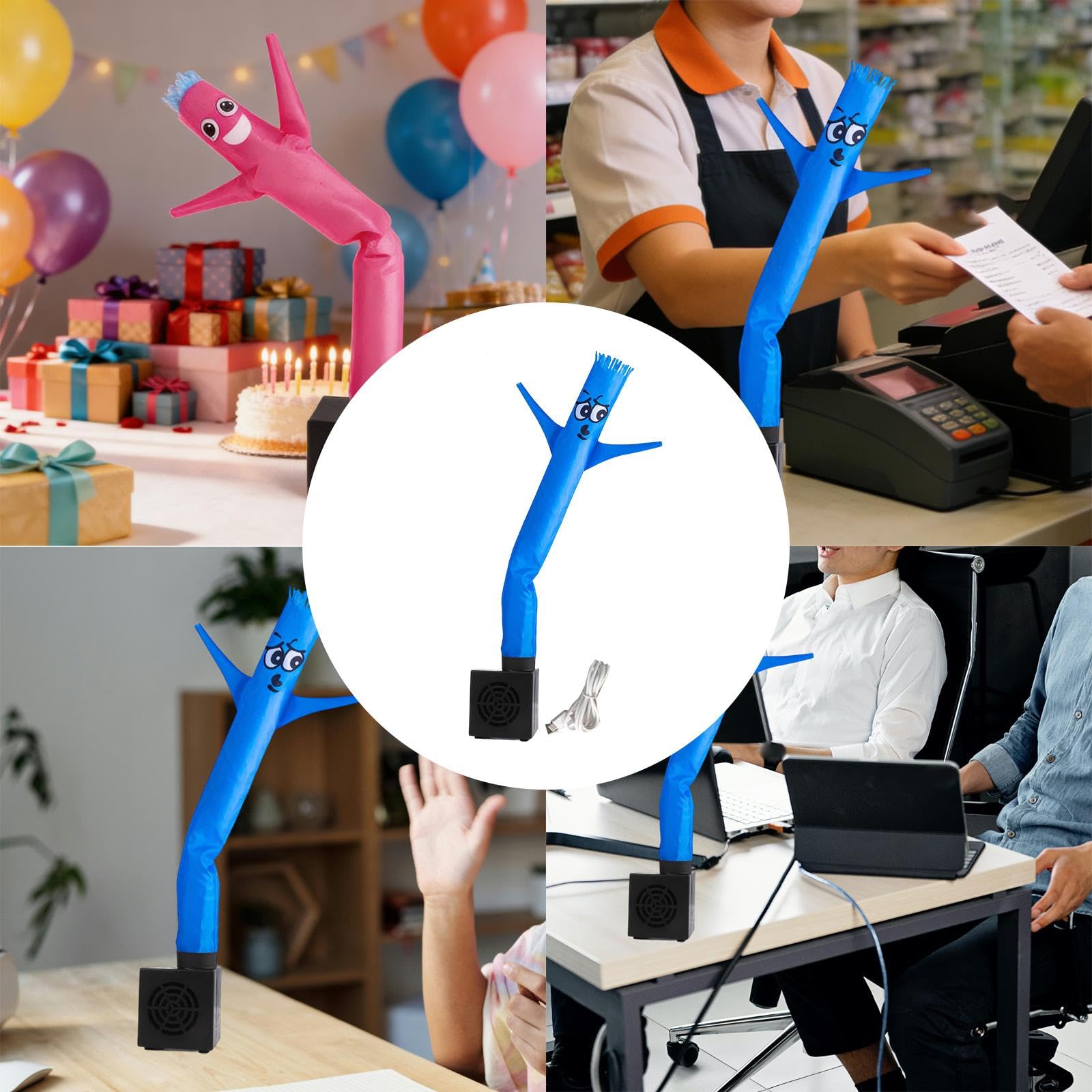 Aufblasbare Tanzfigur Blau mit USB-Anschluss und Gebläse für Partys Werbung Zuhause