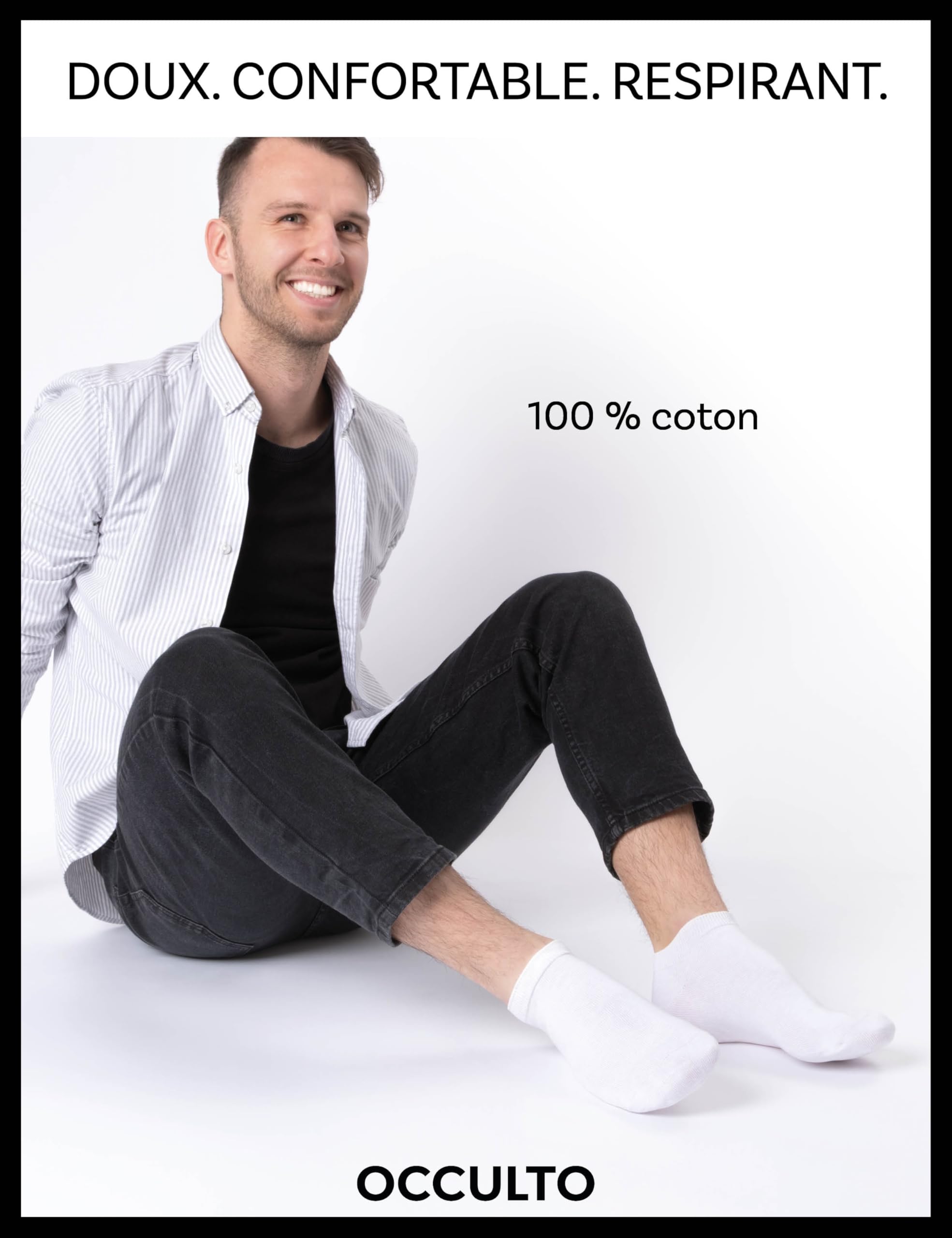 Occulto socquette femme & homme 100% coton lot de 10 (modèle: Manu), chaussettes courte