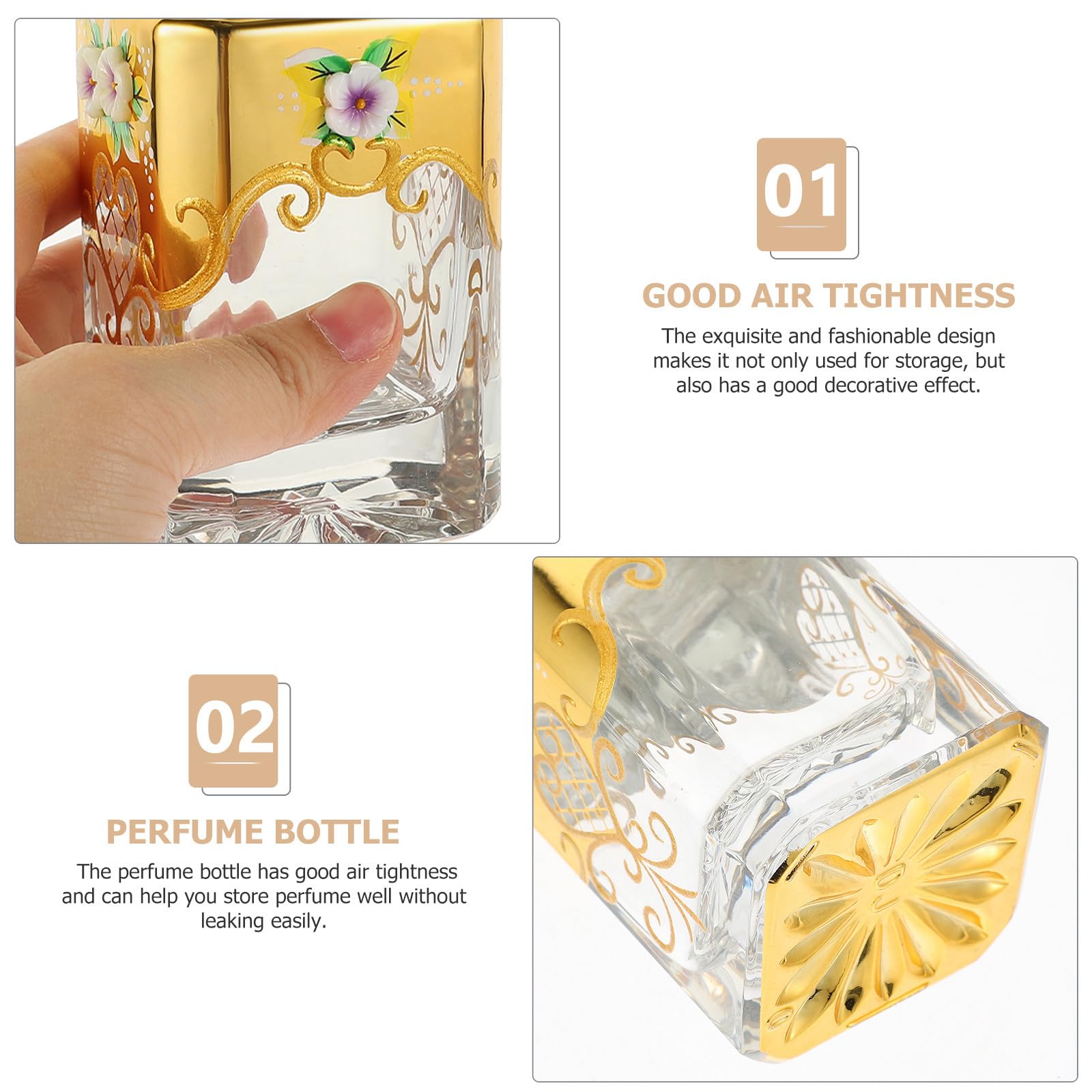 Botella de Perfume de Vidrio de 150ml Recargable Efecto Decorativo, Estilo Clásico y Elegante para Uso Personal y Viaje