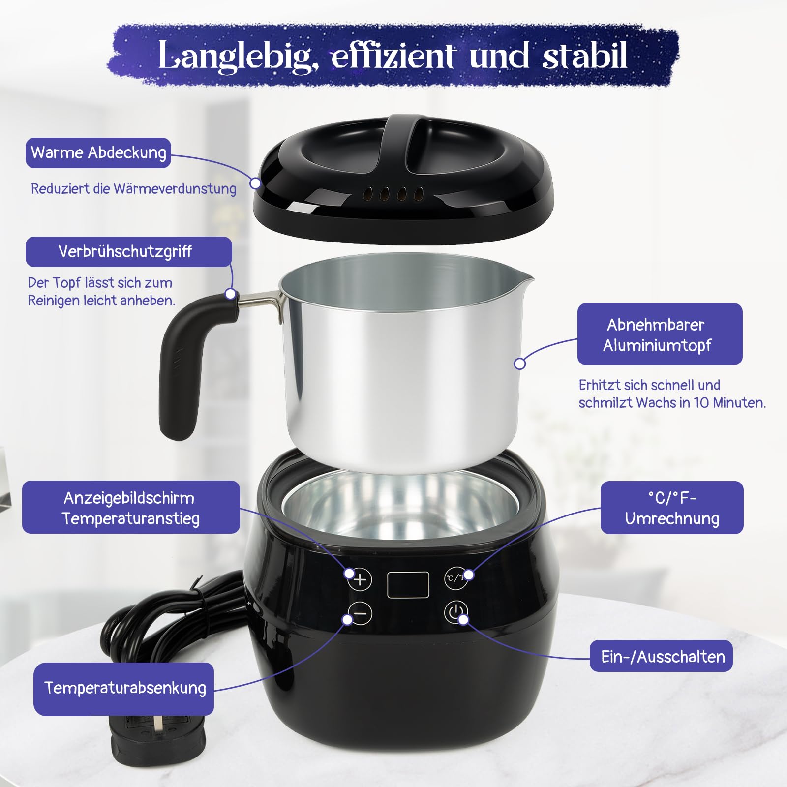 Set per candele fai da te, con 1 l, accessori per la produzione di candele – 480 g di cera di soia, 8 barattoli per candele, stoppini per candele, porta stoppini, adesivi per stoppini, set di candele