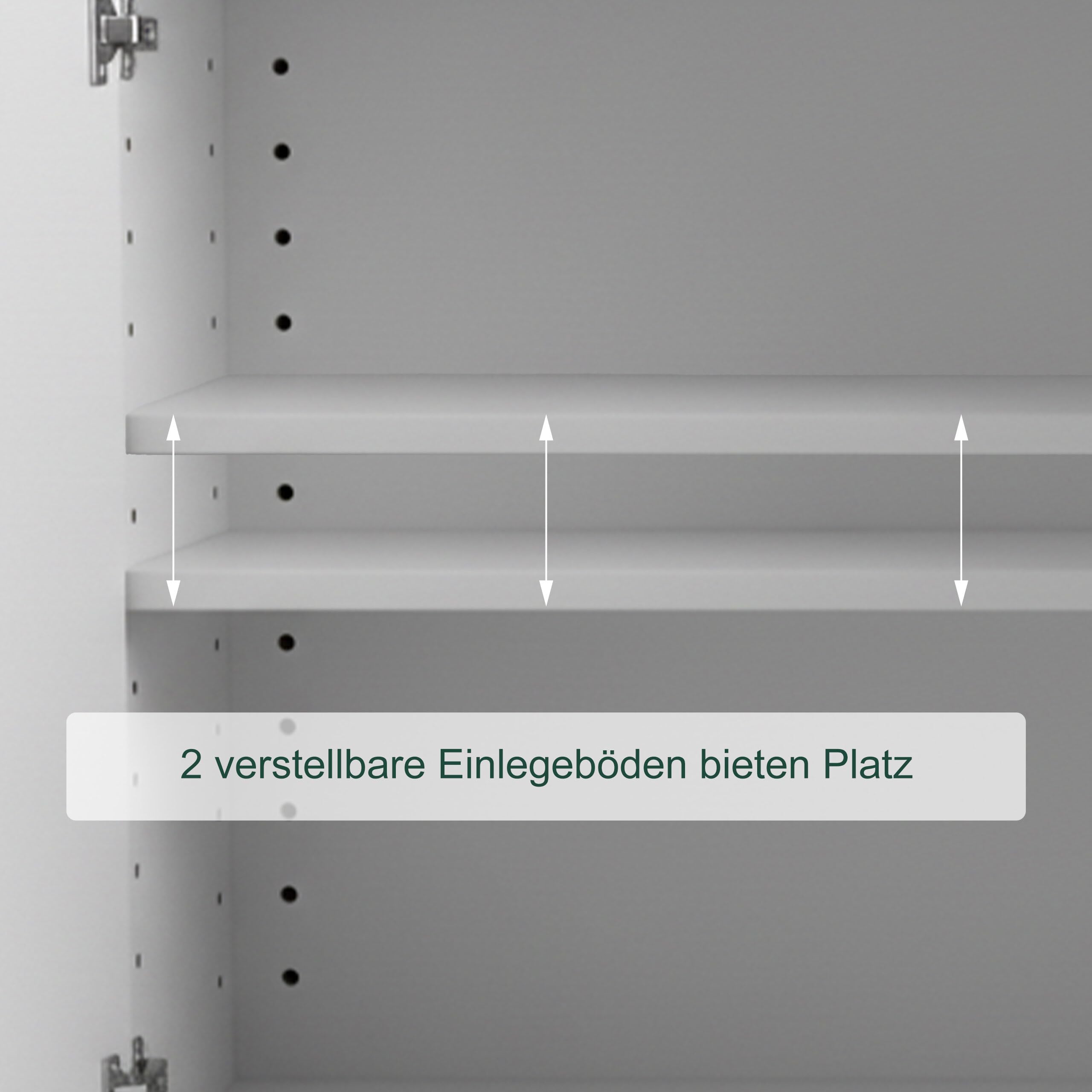 Relaxdays Hängeschrank Bad, 2 verstellbare Einlegeböden, weiß/Silber