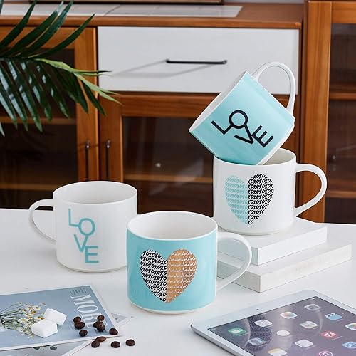 Miniatura 6 de Bruntmor Juego de 6 tazas de café de 18 onzas, juego de tazas de café apilables grandes de porcelana de 18 onzas, el mejor juego de tazas de café