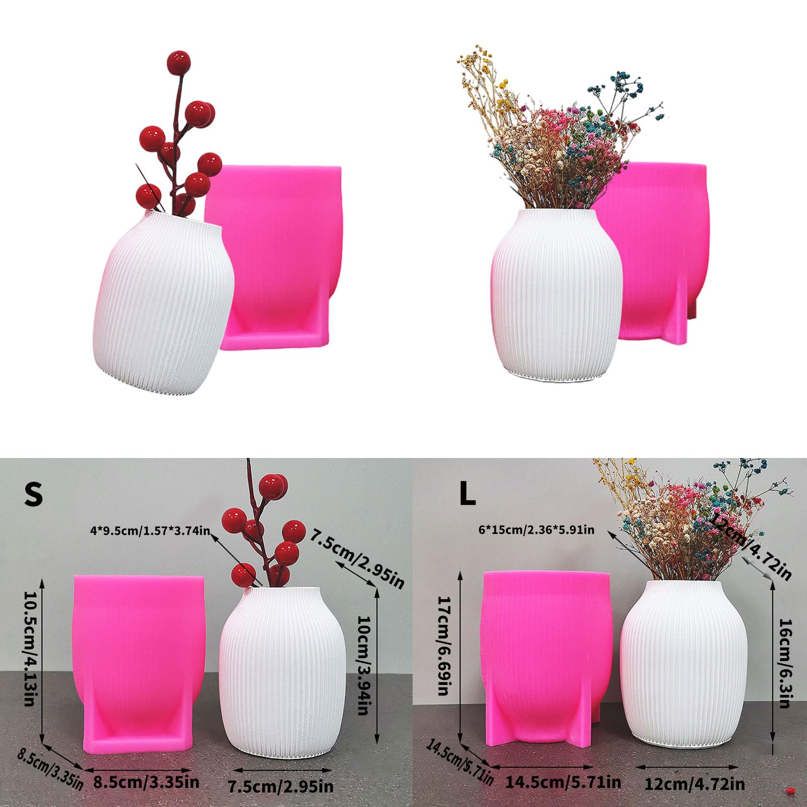 Jarrones moldes de silicona para decoración elegante y llamativa, L