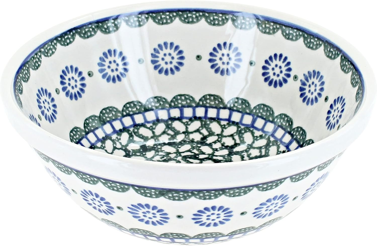 Blue Rose Polish Pottery - Green Maia Cereal/Soup Bowl - 6.5" Diameter - Great Bowl for Everyday Dinnerware, Casual Dinnerware, or Formal Dining