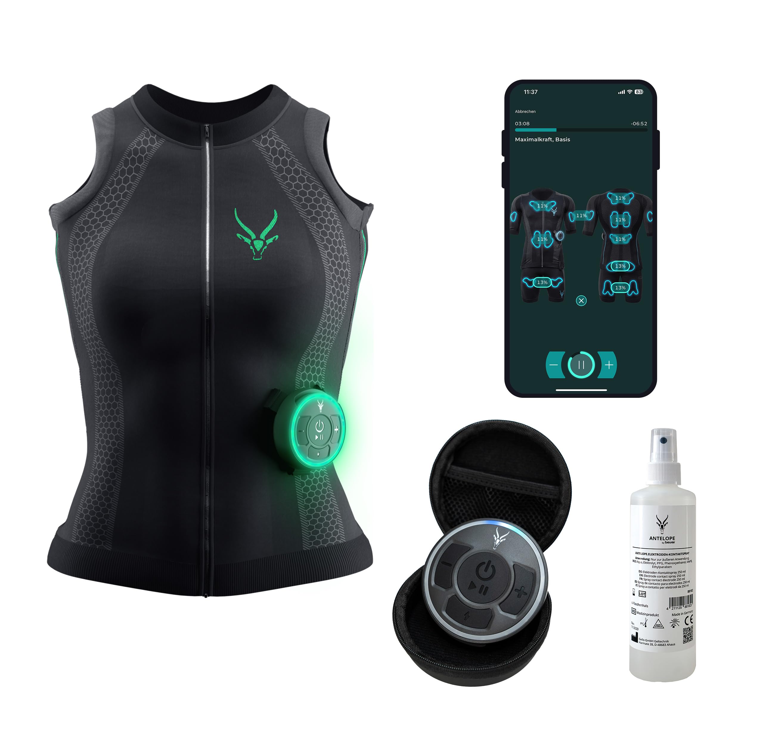 Antelope Tank Top da Donna Evolution - Dispositivo di Allenamento EMS per Addominali e dorsali, Dispositivo di Fitness per la casa o la Palestra, favorisce la Perdita di Peso e Lo Sviluppo Muscolare