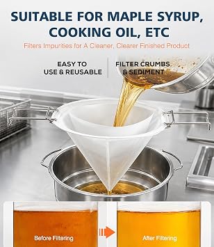 10 Reusable Cone Filter Bag Set for Frying Oil, Maple Syrup Filter