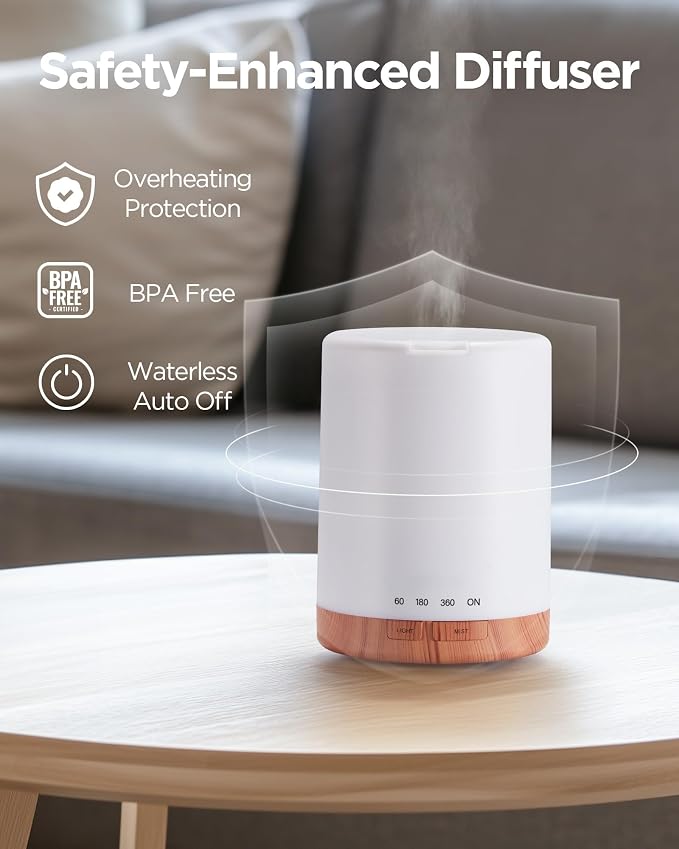 Difusor de Aromas Eléctrico 300ml 5 en 1 con Luces LED y Apagado miniatura 6