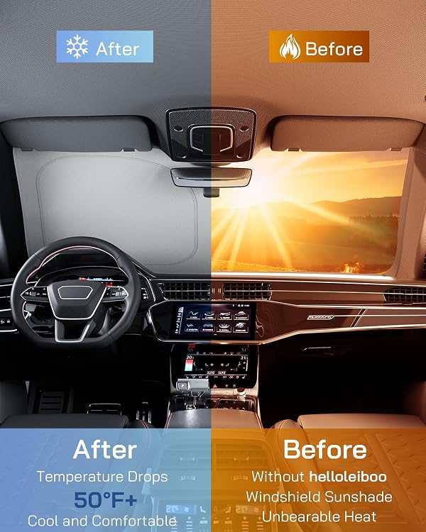 helloleiboo Graphene Car Windshield Sun Shade, 59" x 33" Foldable by helloleiboo - Used condition - Image 2