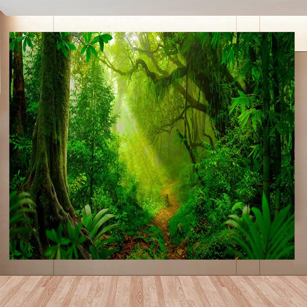 AOFOTO Dschungel Hintergrund 240x180 Cm Vinyl AOFOTO Wald Hintergrund  2,4x1,8m - Tropischer Dschungel Fotohintergrund 2.4x1.8m Fotohintergrund, image size:1000x1000