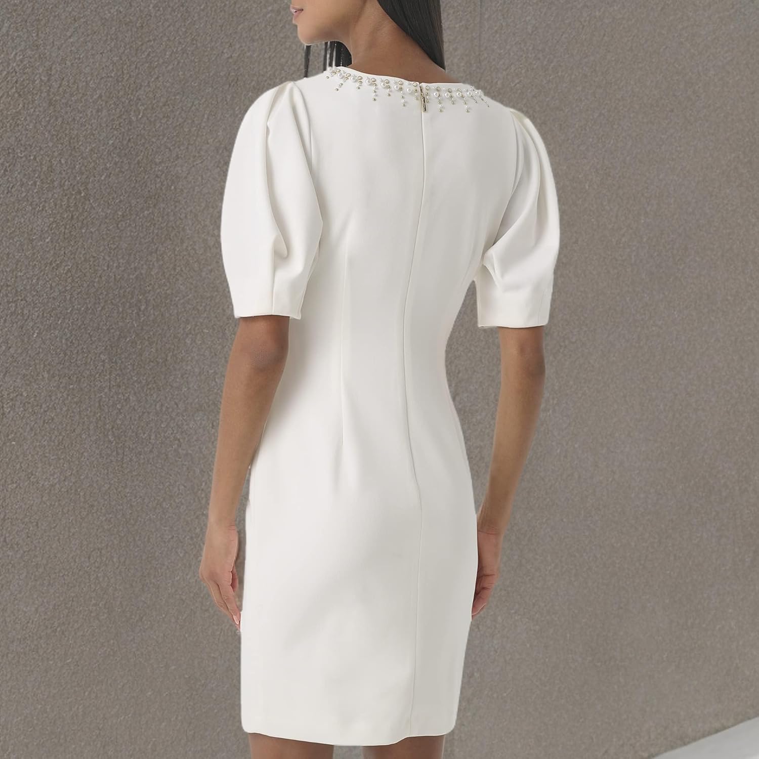 Karl Lagerfeld Paris Womens Embellished Puff Sleeve Sheath Dress - Image 8