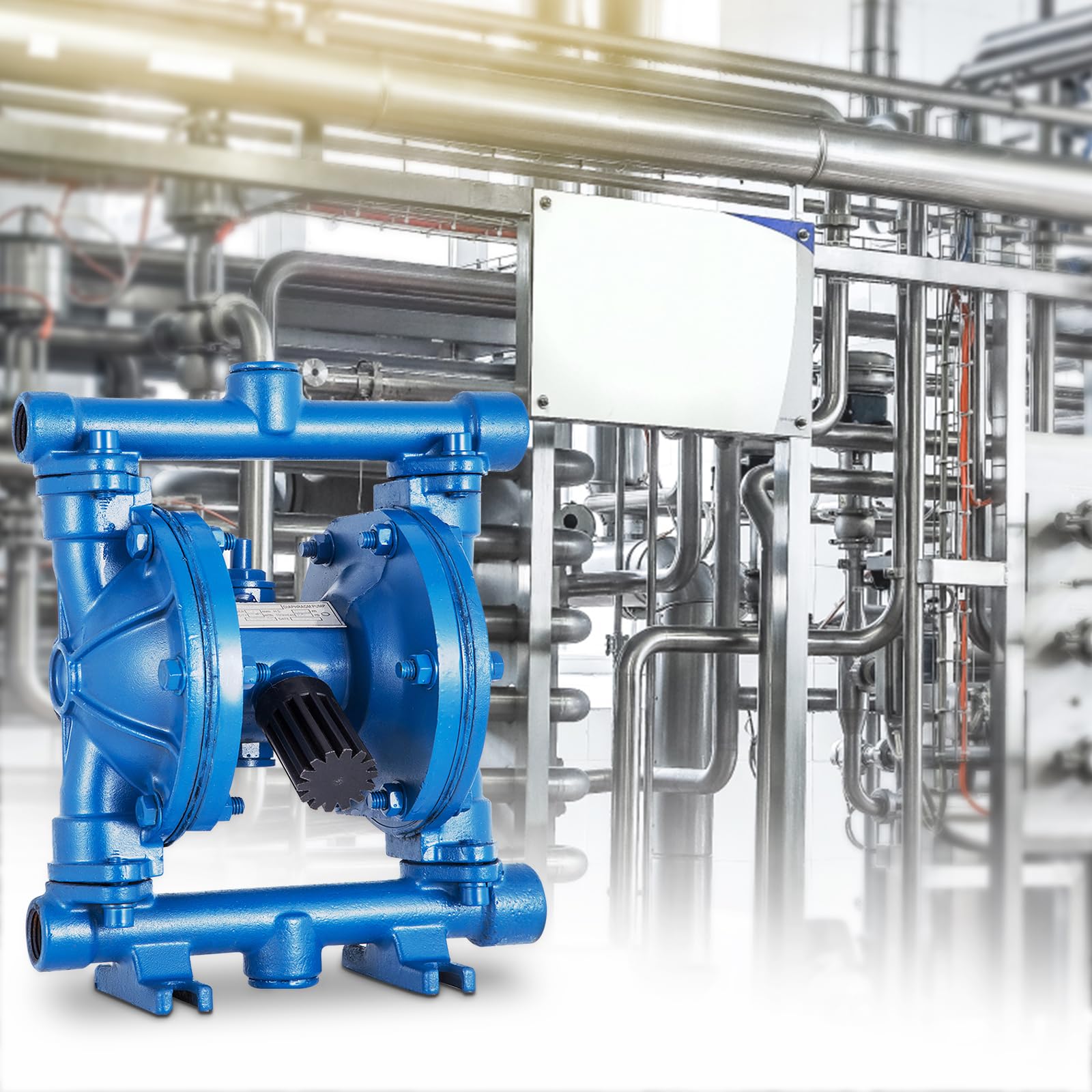VEVOR Pompe pneumatique à double membrane, entrée et sortie 12,7 mm en fonte 8,8 GPM 120 psi pompe de transfert pneumatique membrane en nitrile pour pétrole, diesel, huile, fluides à faible viscosité