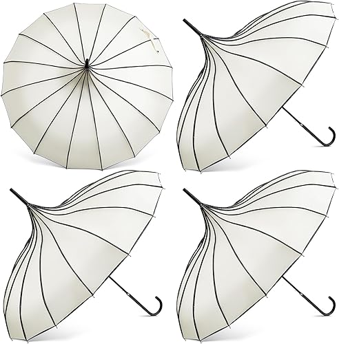 Abbylike Parasoles góticos grandes para protección solar, 4 unidades, sombrilla gótica con mango largo para protección contra rayos UV para mujer