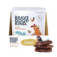 Vista 1 de BRAVE GOOD KIND Tender Chicken Jerky Bites - Teriyaki Flavor, Gluten Free, High Protein, Keto Friendly, Jerky Snack Bags On-The-Go
