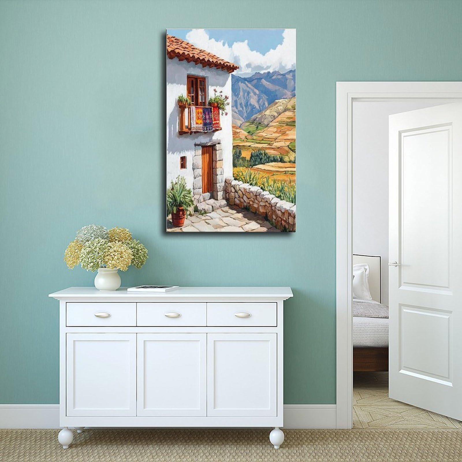 Kunstdruck Peruanische Anden, traditioneller Kunstdruck auf Leinwand, Poster für Schlafzimmer, Büro, Schlafzimmer, Geschenk, 61 x 91,4 cm (L x B)