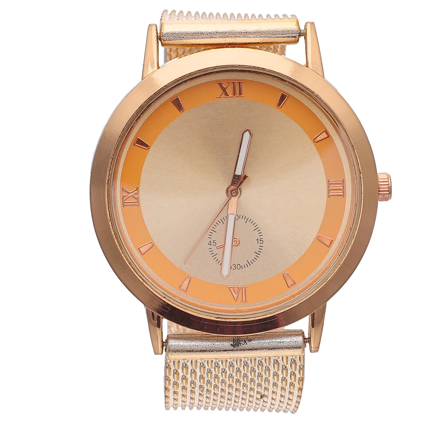 Rose Gold Watch for Women Quartz Wristwatch Elegant Alloy Bracelet Adjustable Strap for Daily Wear and Formal Occasions
