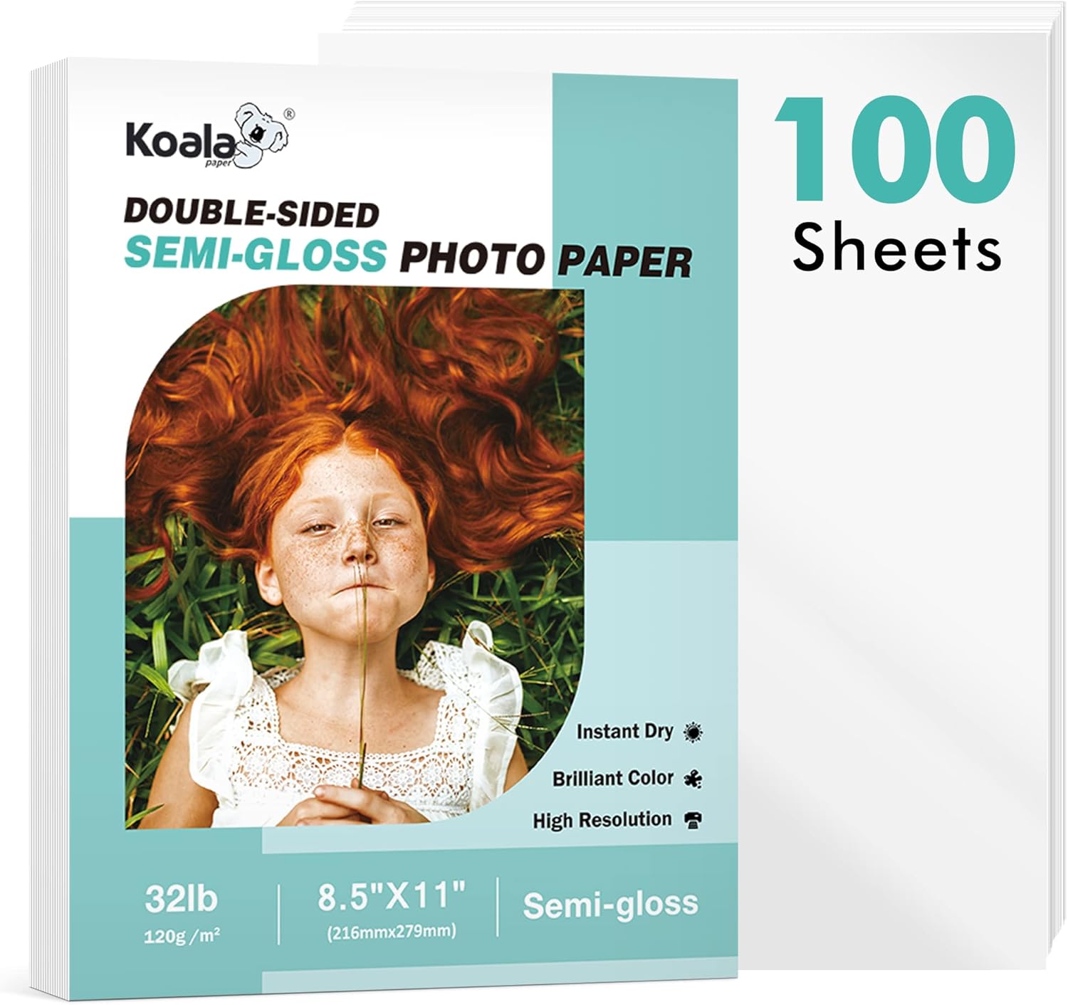 Carta Per Inkjet 120gsm Carta Fotografica Lucida Doppia Faccia Koala - 100 Fogli 8,5 X 11 Pollici, 32 Lb - Per Stampanti A Getto D'inchiostro Koala Paper 32lb Glossy
