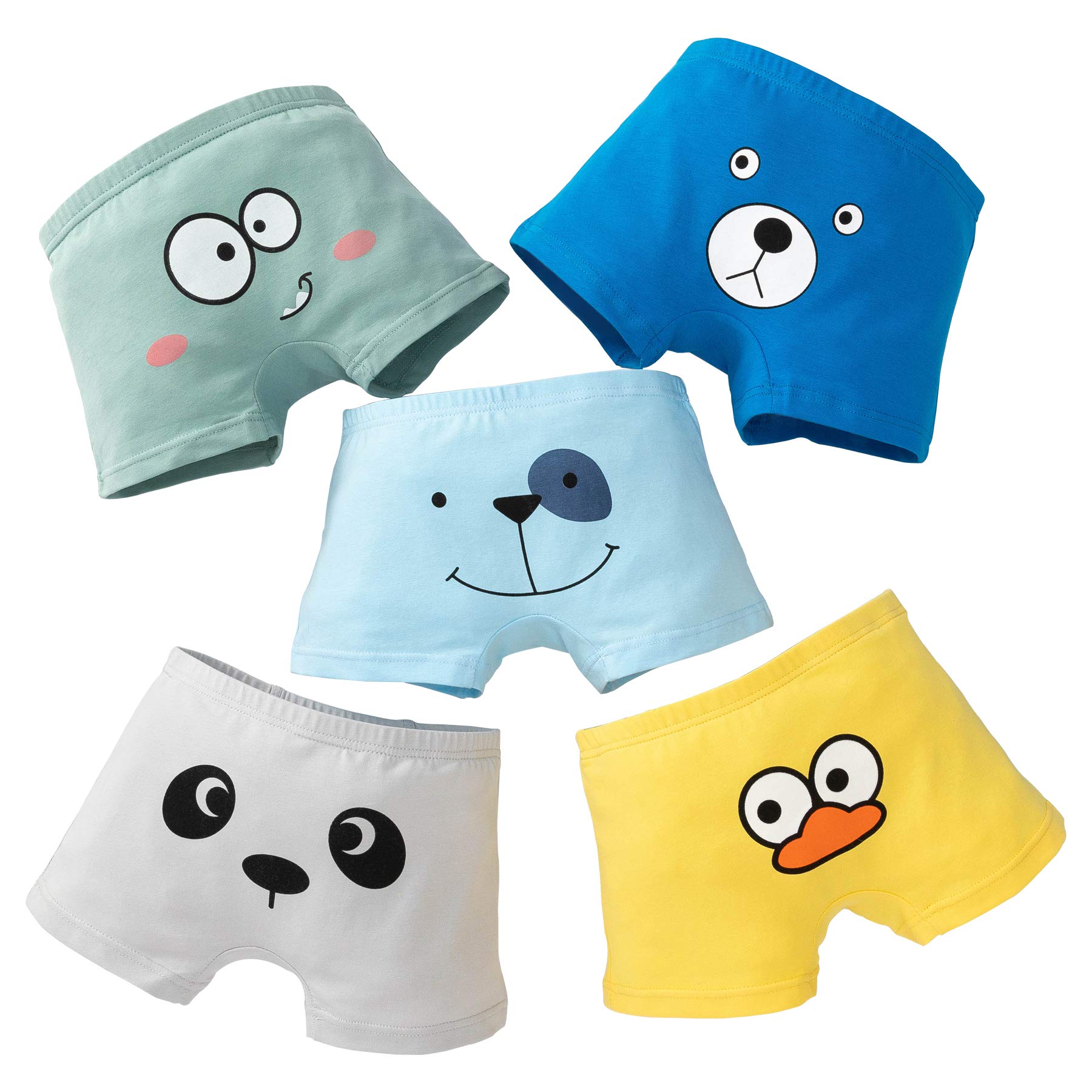 Core PrettyBoys Underwear Kids Cotton Boxer Briefs Animalface Training Boy Shorts for Toddler Size 3-12 Years (Pack of 5) (Animalface, 4-5 Years)