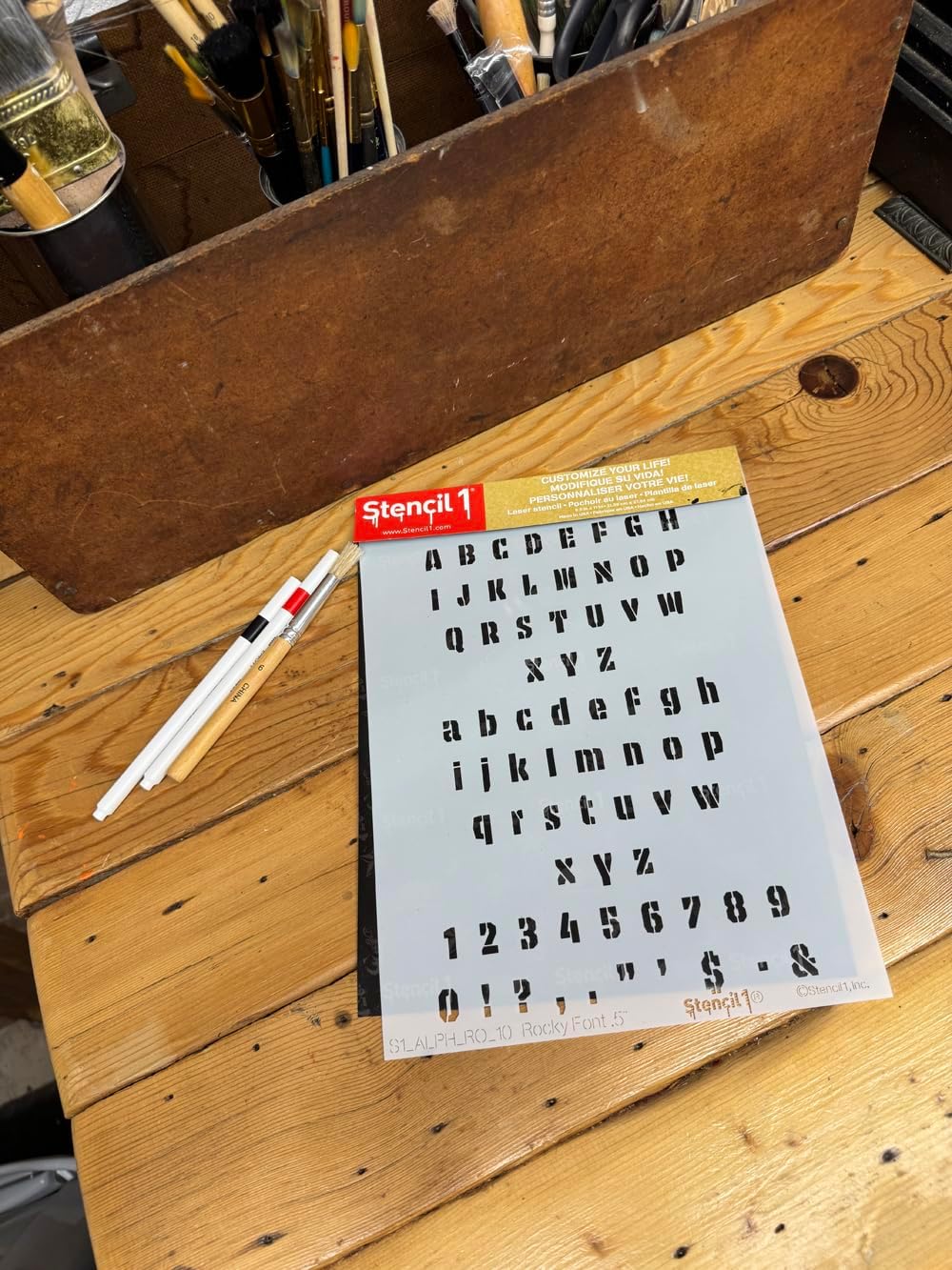 Stencil1 Rocky Font Letter Stencils 1/2" - Letters & Numbers - Uppercase & Lowercase Alphabet - Painting, Drawing, Wood, Vinyl & Crafts 8.5” x 11”