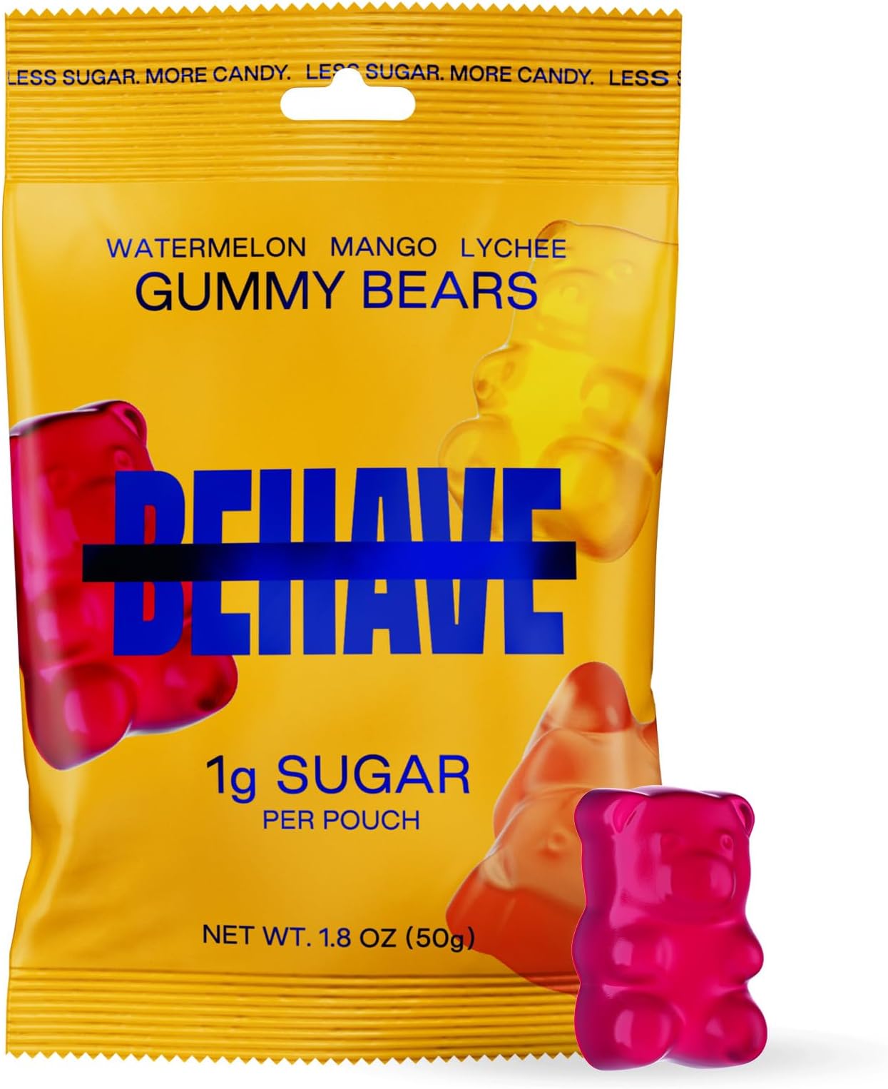 BEHAVE Low Sugar Gummy Candy (Sweet Bears 1-Pack) | Keto, Diabetic Friendly, High Fiber, Gluten-Free & Non-GMO