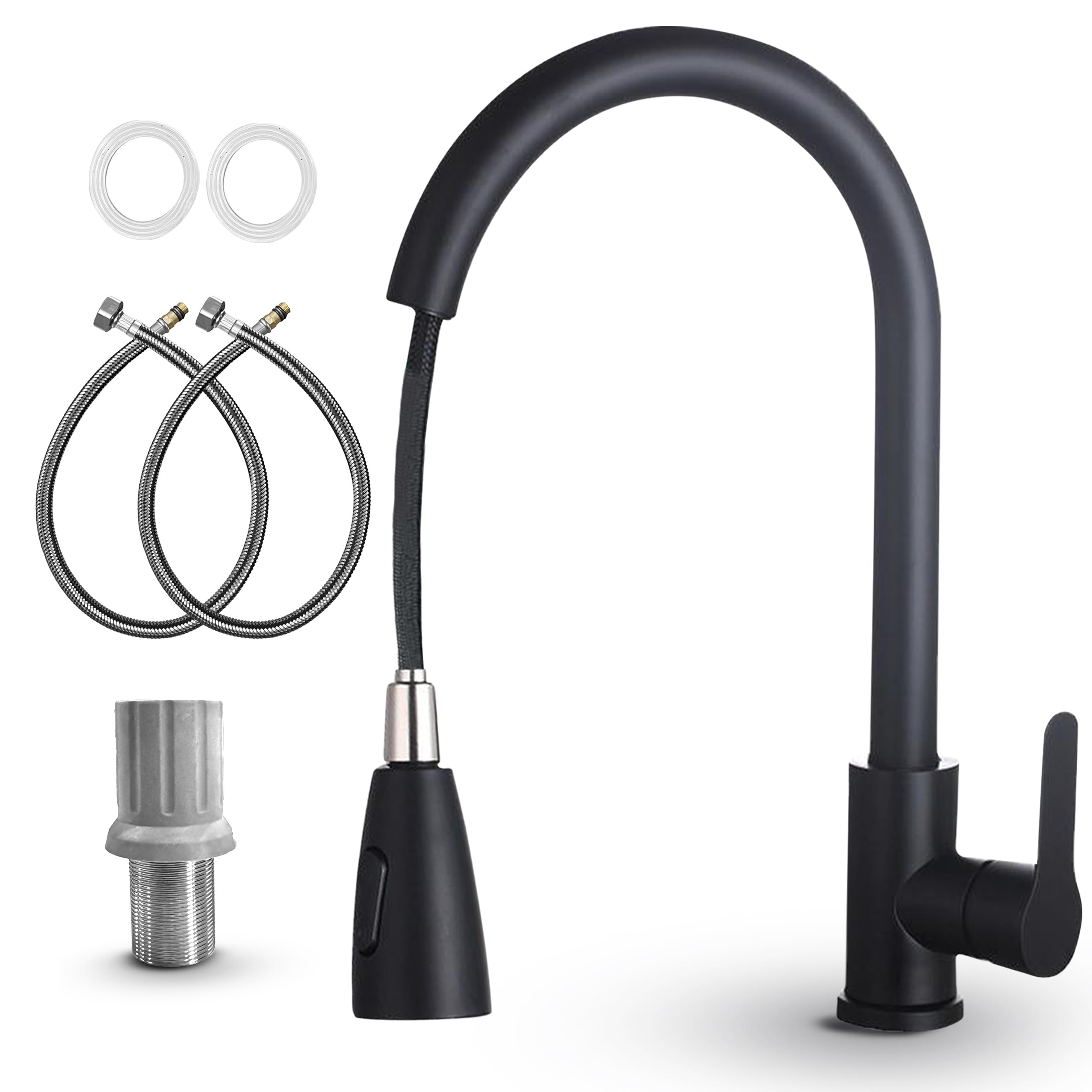 Mitigeur de cuisine extractible en acier inoxydable noir mat au design épuré MSC