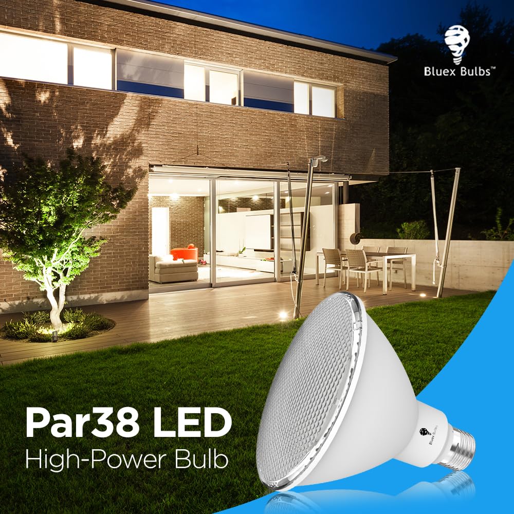 2 Pack High Power Outdoor PAR38 20W 250 Watt Equivalent 2800 Lumens Dimmable LED Flood Light Bulb Super — view 6