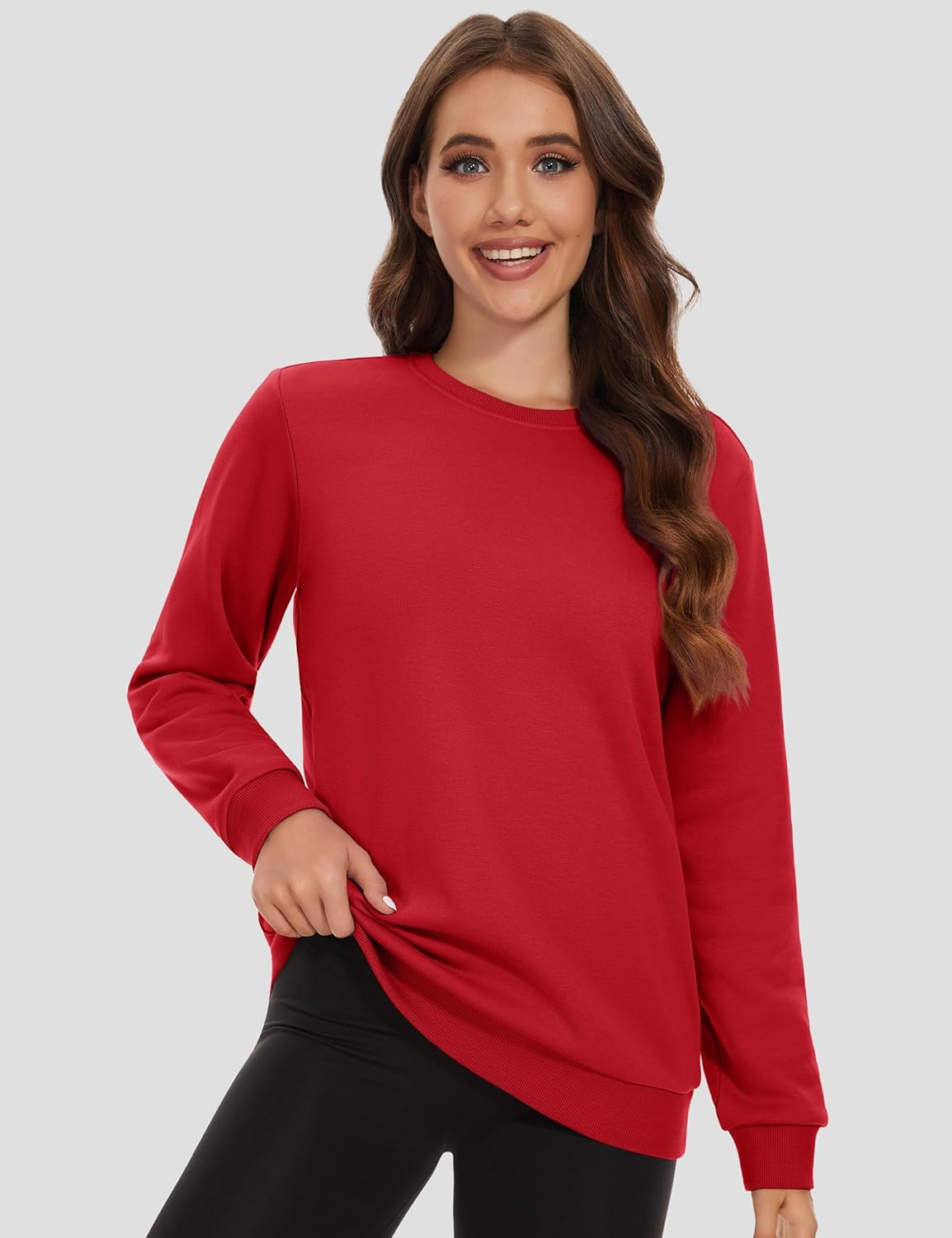 MAGCOMSEN Women's Fleece Lined Sweatshirt Crewneck Cotton Pullover Fall Winter Casual Long Sleeve Warm Soft Tops - Image 5