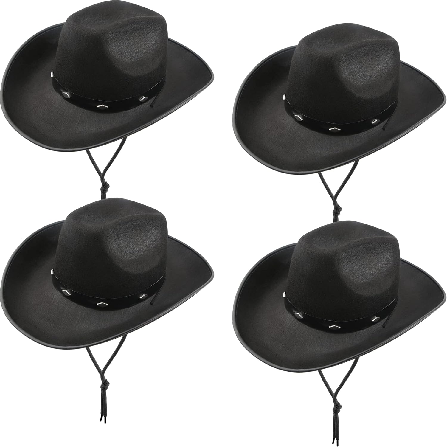 4 Pack Cowboy Hat Felt Studded Western Rodeo Texan Cowboy Cowgirl Hat for Adult