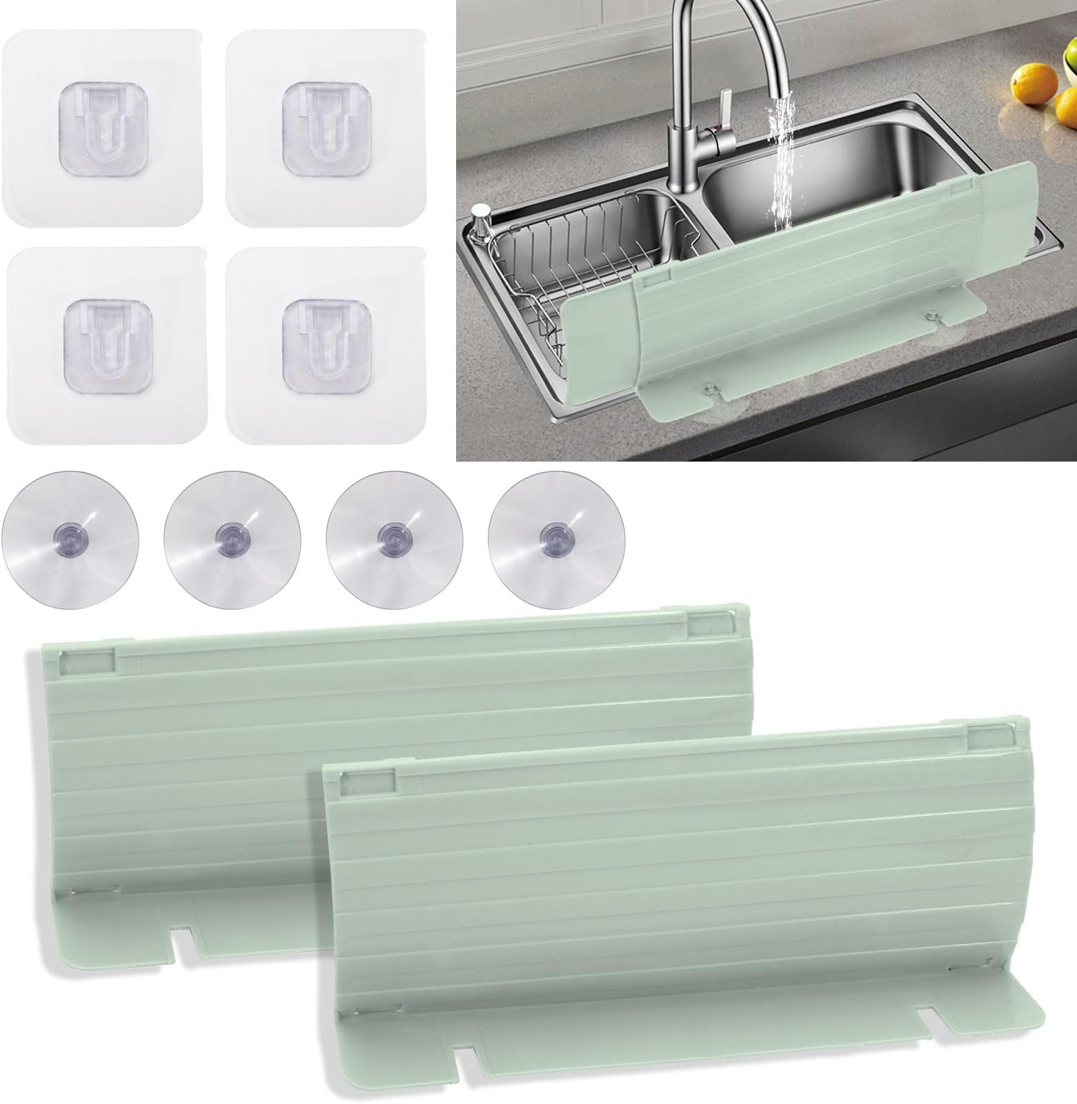 Amazon.com: LELE LIFE 2Pack Expandable Kitchen Sink Splash Guard, 11in ...