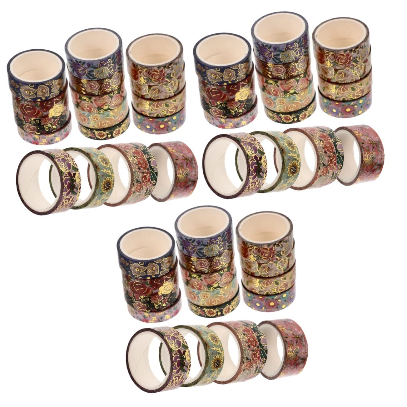 FRCOLOR 54 Rollos Pegatinas Cinta De Estampar Oro Washi Suministros De Diario Cinta Washi De Flores De Primavera Cinta Decorativa Suministros para La Fiesta Papel Japones Sello