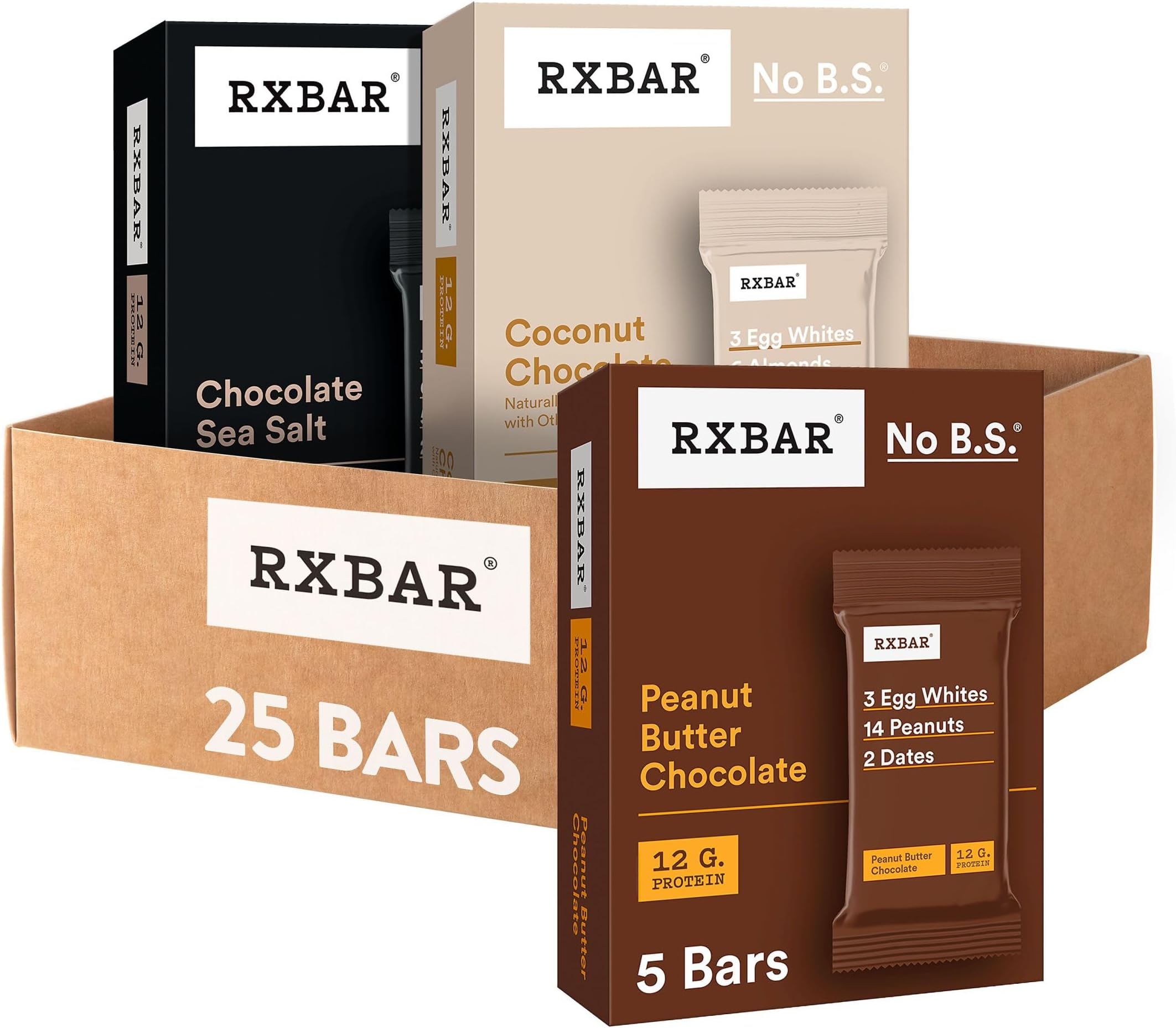 Protein Bars 12g Protein Gluten Free Snacks Chocolate Lovers Variety Pack (5 Boxes; 25 Bars)