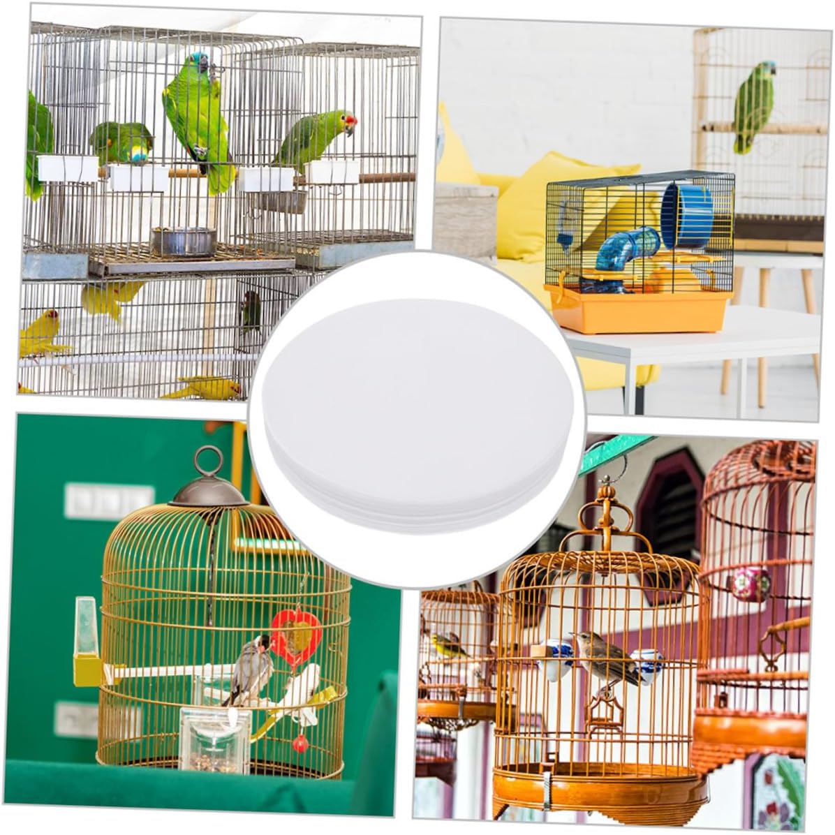 Kisangel 100 Sheets Disposable Bird Cage Liners for Parrots and Cockatiels Absorbent Paper Mats for Pet Bird Cages Fit for Effortless Cleanup