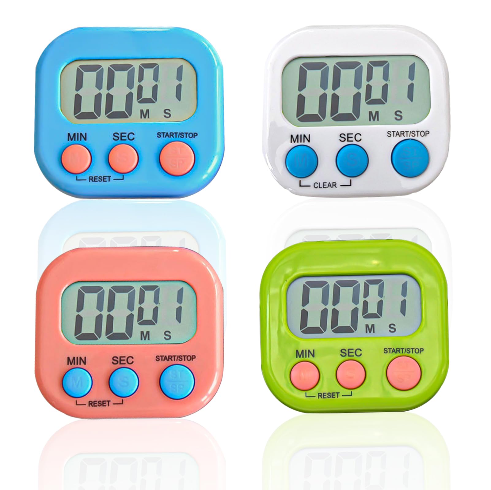 Lot De 4 Chronomètres Magnétiques Numériques Nizirioo - Écran LCD Grand, Silencieux - Cuisine, Sport, Bureau