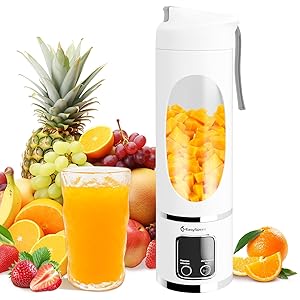 EasySpeed Portátil Batidora,450 ml Mini Licuadora Personal,1200 mAh Eléctric Tipo C por USB, 10 Cuchillas de Acero Inoxidable,3 Ajustes de velocidad,Para Viajes y Uso en La Oficina,Blanco