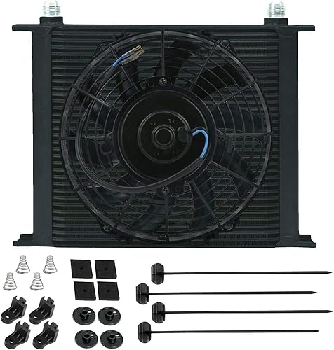 34 filas de aluminio negro 10AN manguera accesorios de extremo de remolque resistente transmisión automática motor enfriador de aceite 12 voltios