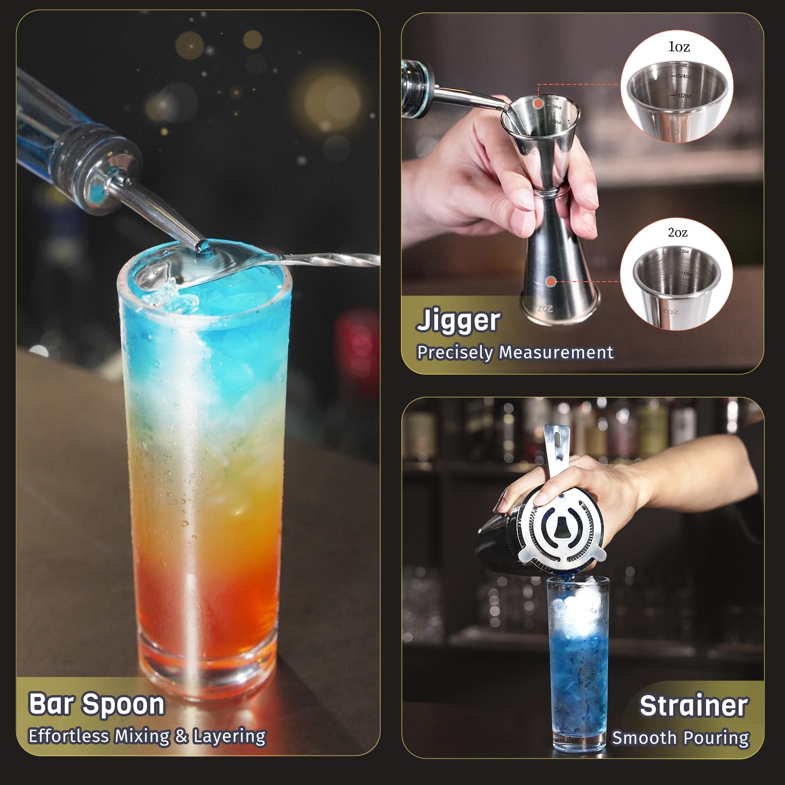 Boston Cocktail Shaker Set, 4-Piece Bar Tools Set, Ideal for Bar — Amazon image 5