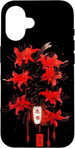 iPhone 16 Red Spider Lily | Funda de anime de manga estética japonesa japonesa