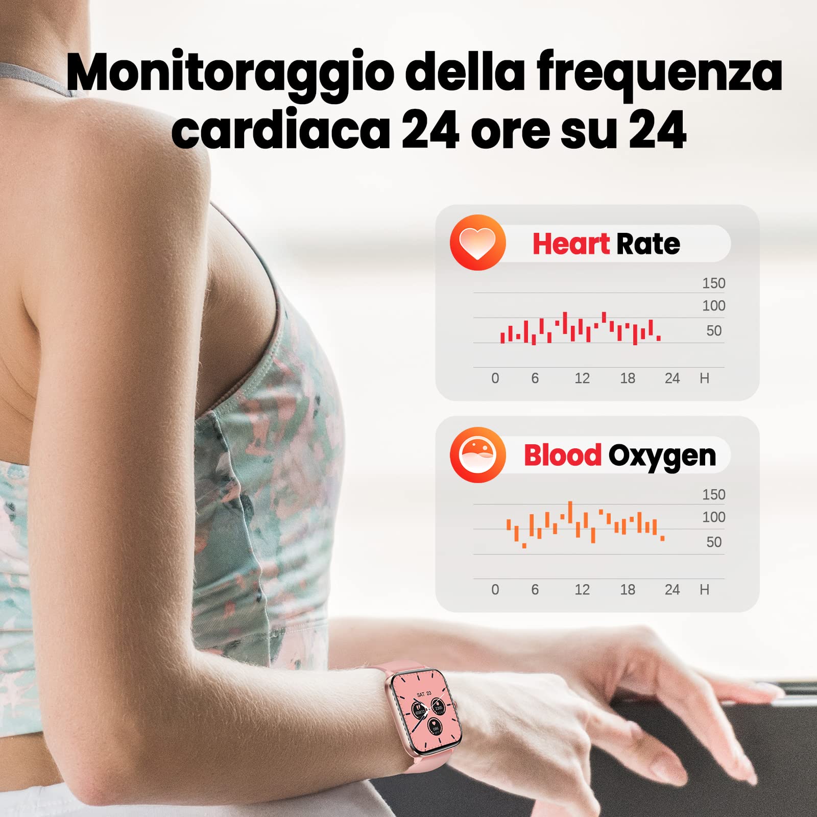 zaisia Smartwatch Uomo Donna, 1,91'' Orologio Smartwatch con Effettua/Risposta Chiamate, 100+ Modalità Sportivo Smart Watch con Contapassi/Cardiofrequenzimetro, IP68 Fitness Tracker per Android iOS